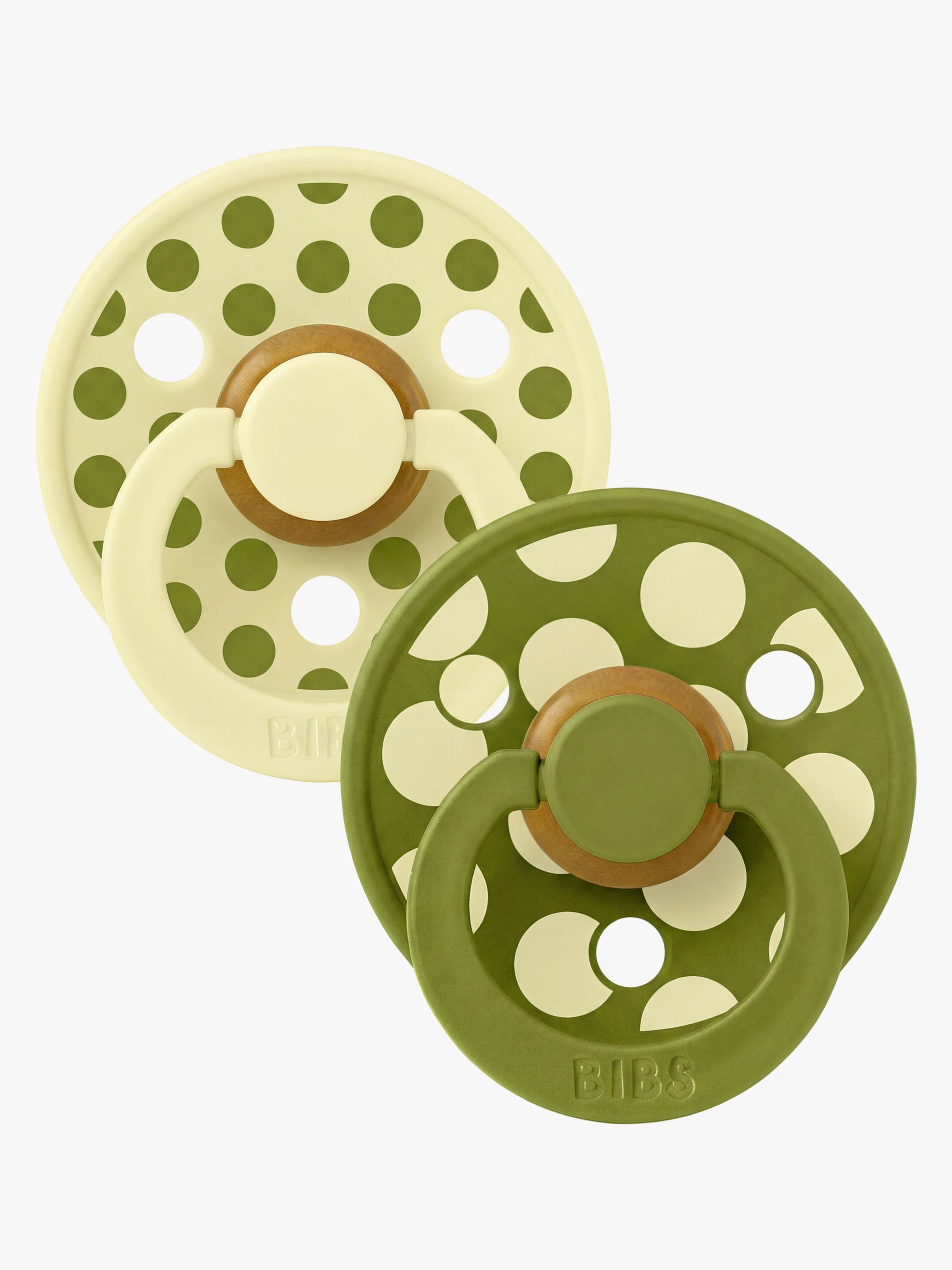BIBS Studio Colour Schnuller 2er-Pack Polka Mix Latex Gr. 1, Luna/Wasabi