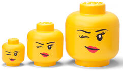 LEGO Aufbewahrungsbox Zwinkerndes Mädchen 3er-Pack, Gelb