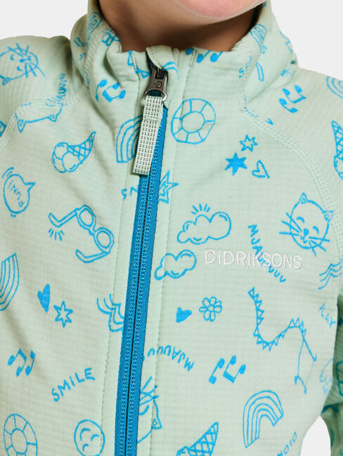 Didriksons Jadis Pullover mit Reißverschluss, Doodle Pale Mint