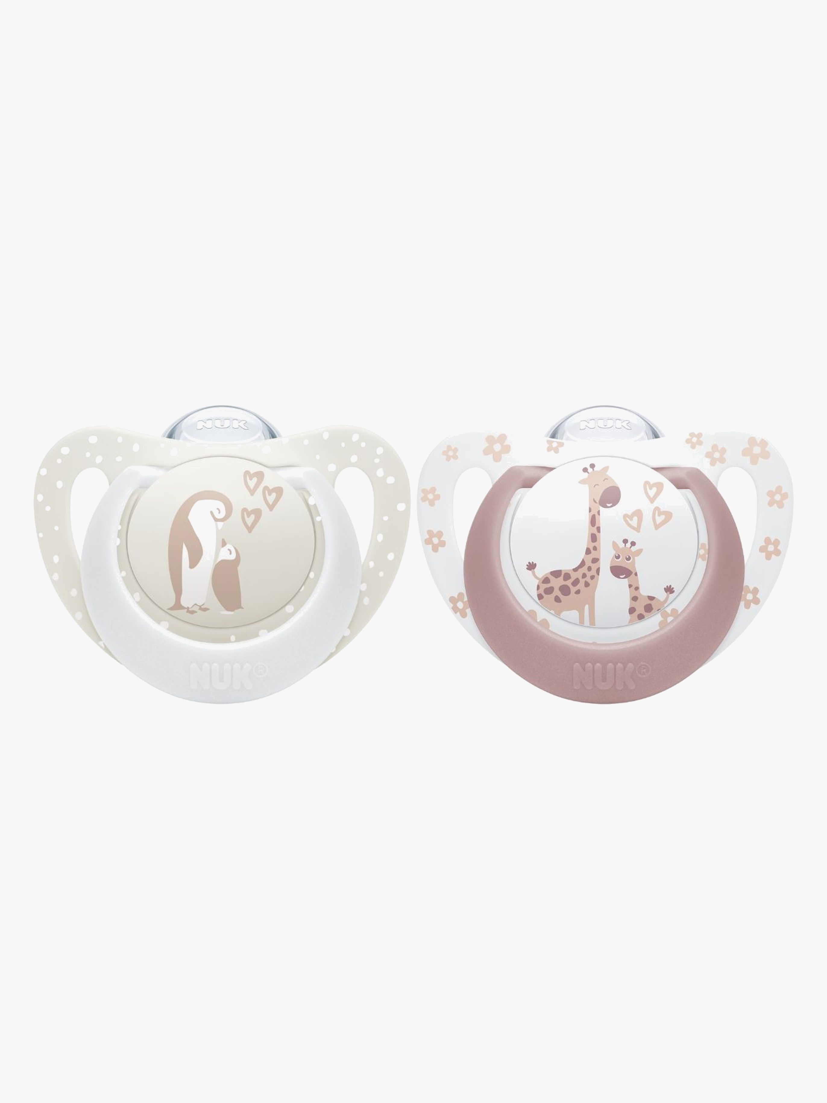 NUK First Choice Classic Schnuller 2er-Pack Größe 1, Penguin/Giraffe