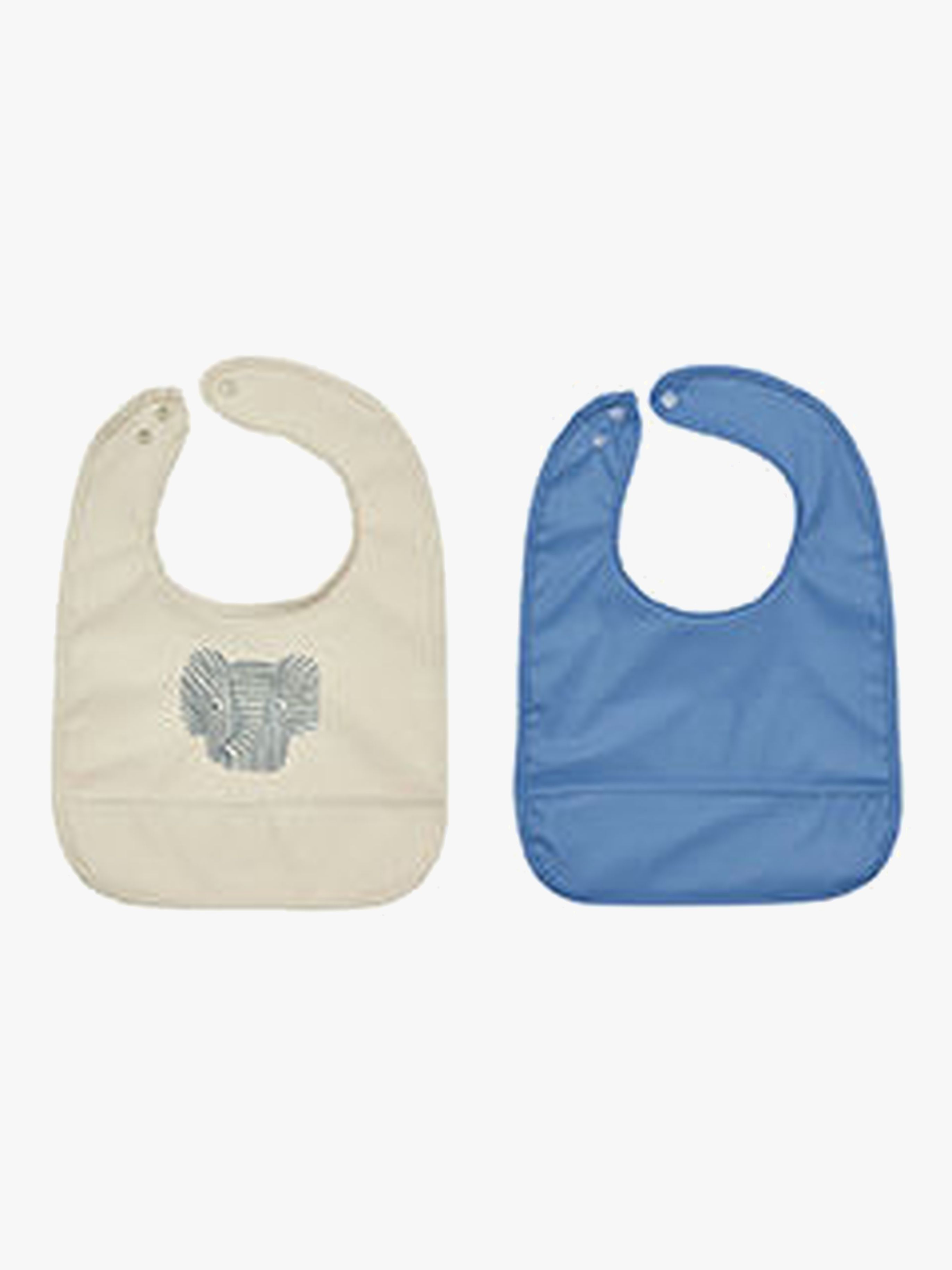 OYOY Erik Elefant Lätzchen 2er-Pack, Beige/Blue
