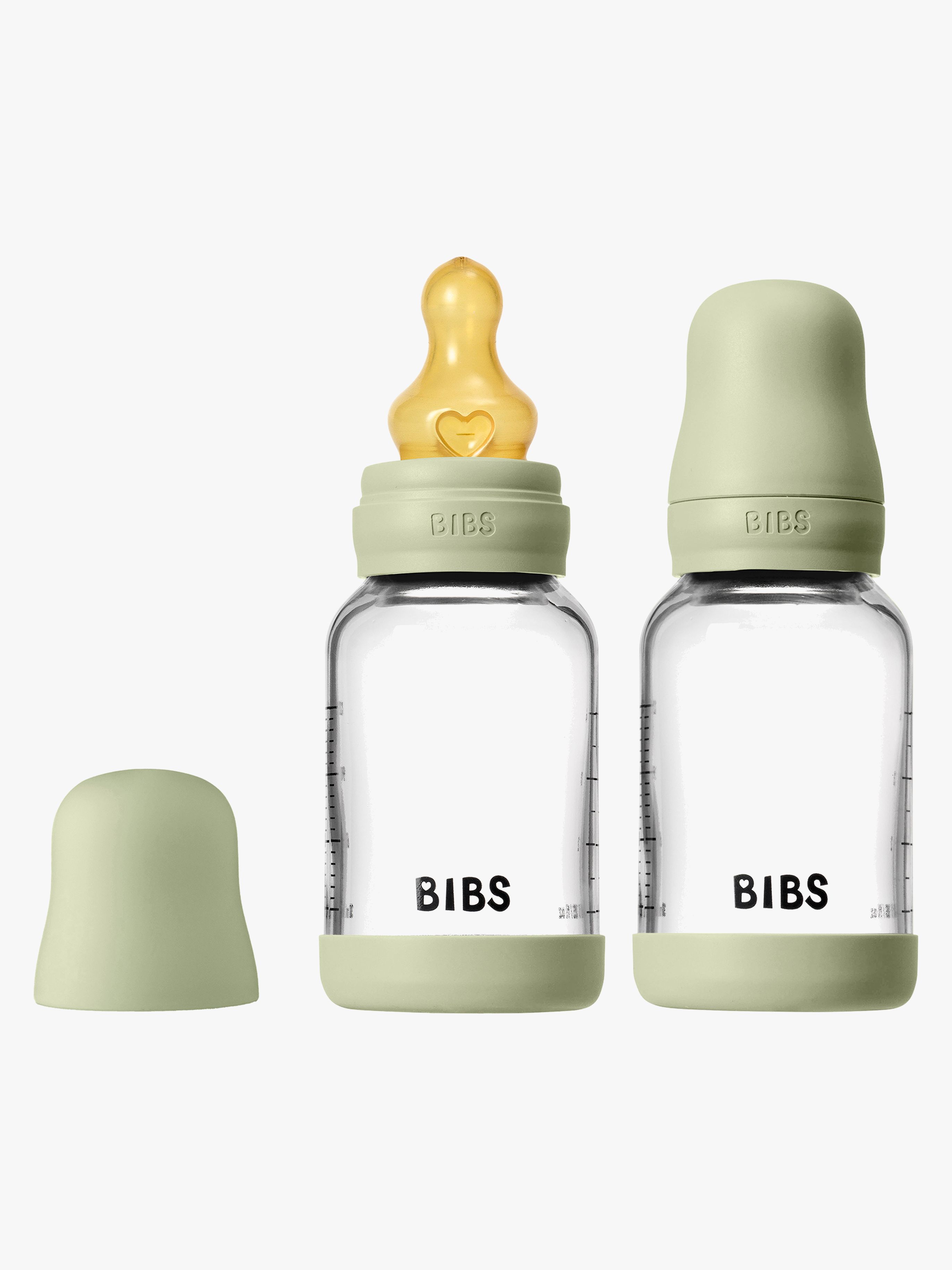 BIBS Slow Flow Glas Fläschchen Latex 2er-Pack 120 ml, Sage