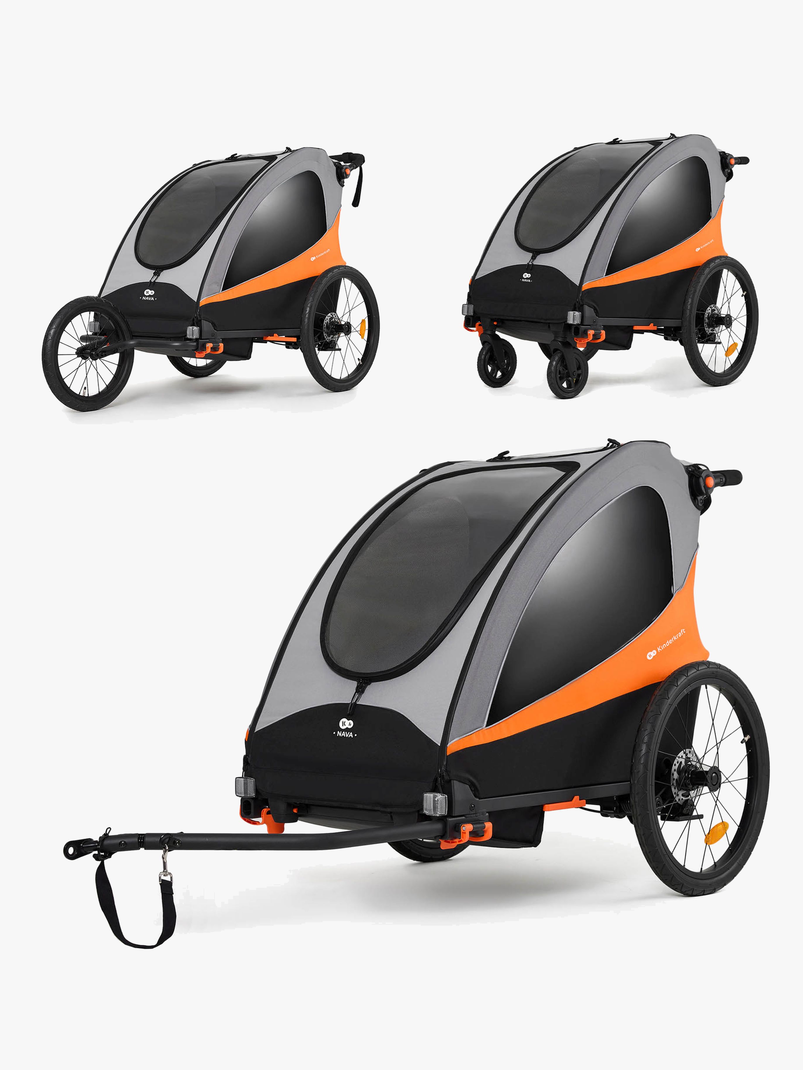 Kinderkraft Nava Fahrradanhänger, Sunny Orange