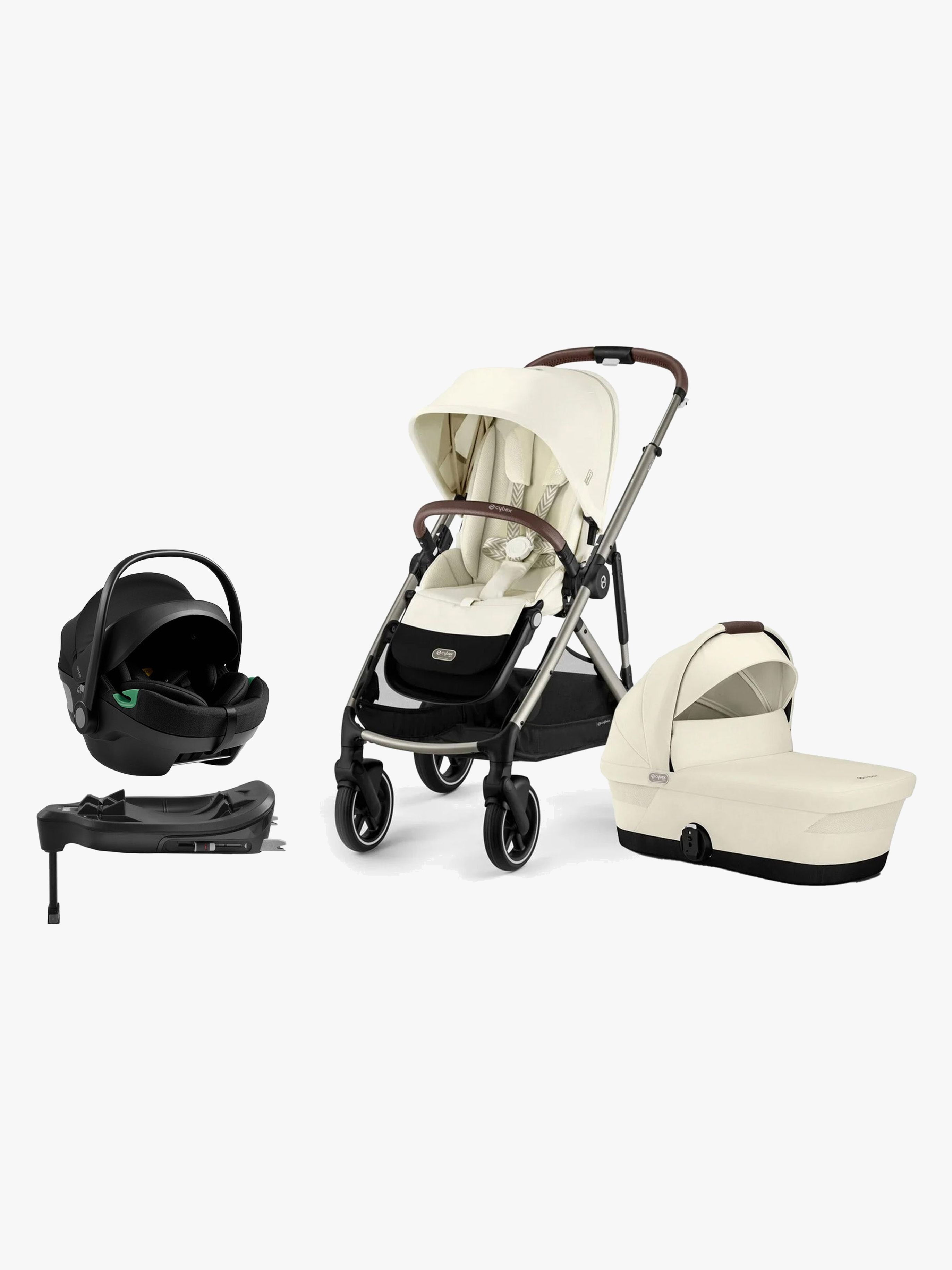 Cybex GAZELLE S Kombiwagen inkl. Axkid GOKID Babyschale &  Basis, Seashell Beige