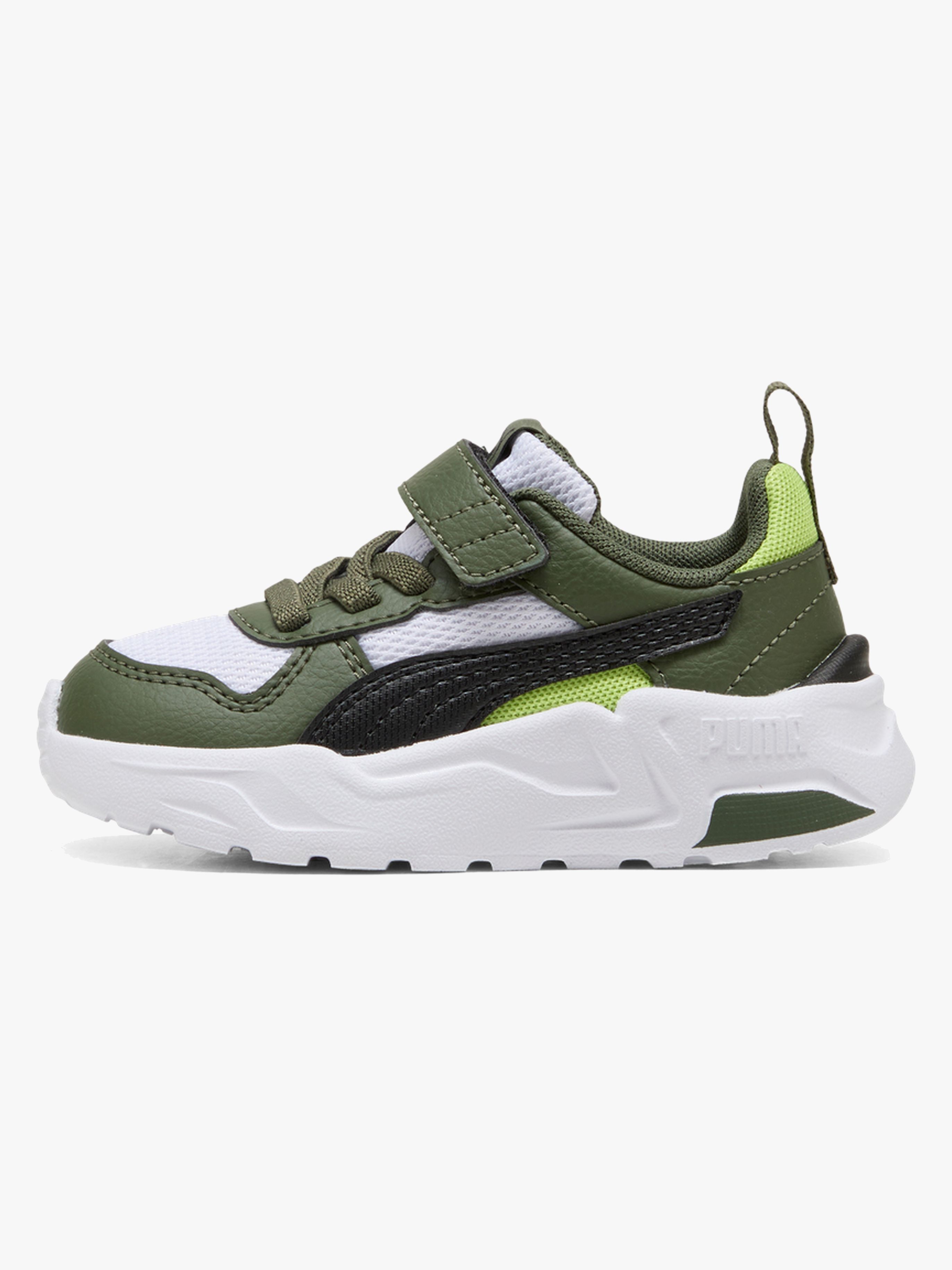 Puma Trinity 2 LT AC+ Inf Kinder Sneaker, White/Moss Veil, 24, Kinderschuhe