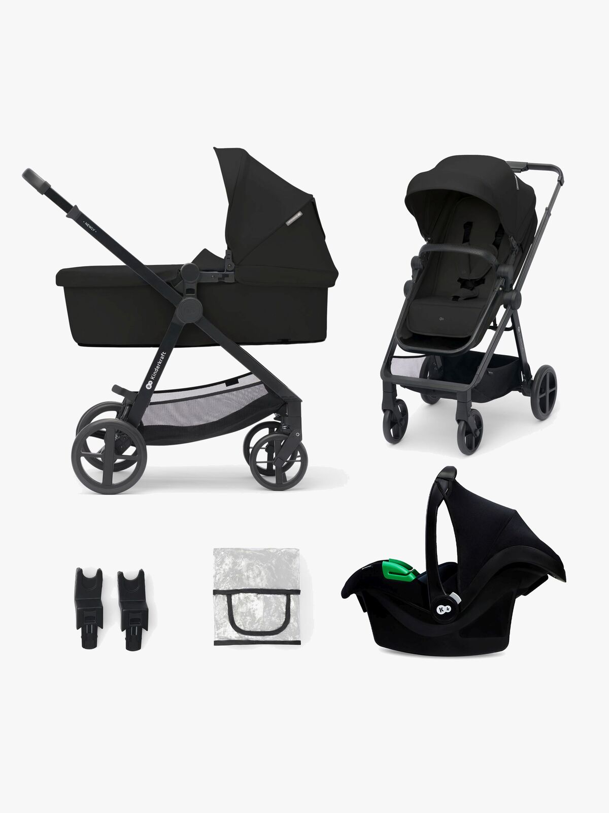 Kinderkraft 3-i-1 NEWLY Kombikinderwagen Travelsystem, Classic Black