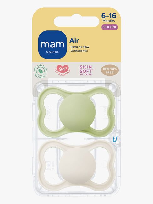 MAM Air Silikon Schnuller 2er-Pack 6-16m, Grün