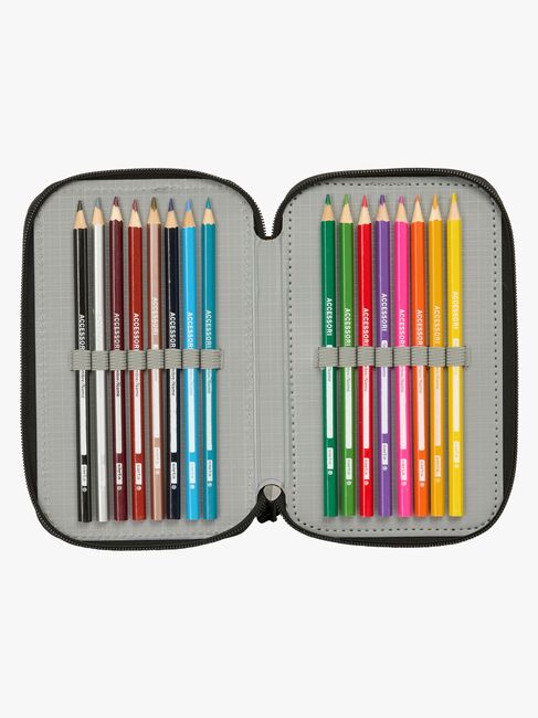 Kappa Gefülltes Dreifach-Federmäppchen 37 Teile, Grau