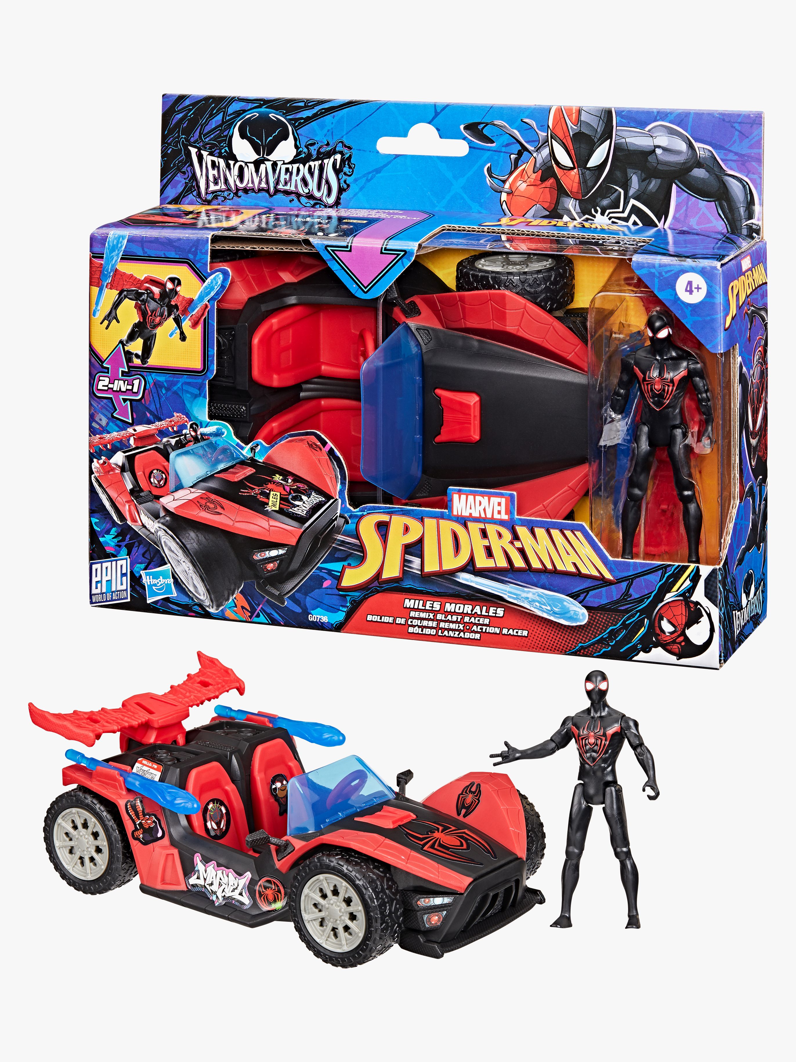 Epic World of Actionfigur mit Auto - Miles Morales Remix Blast-Racer
