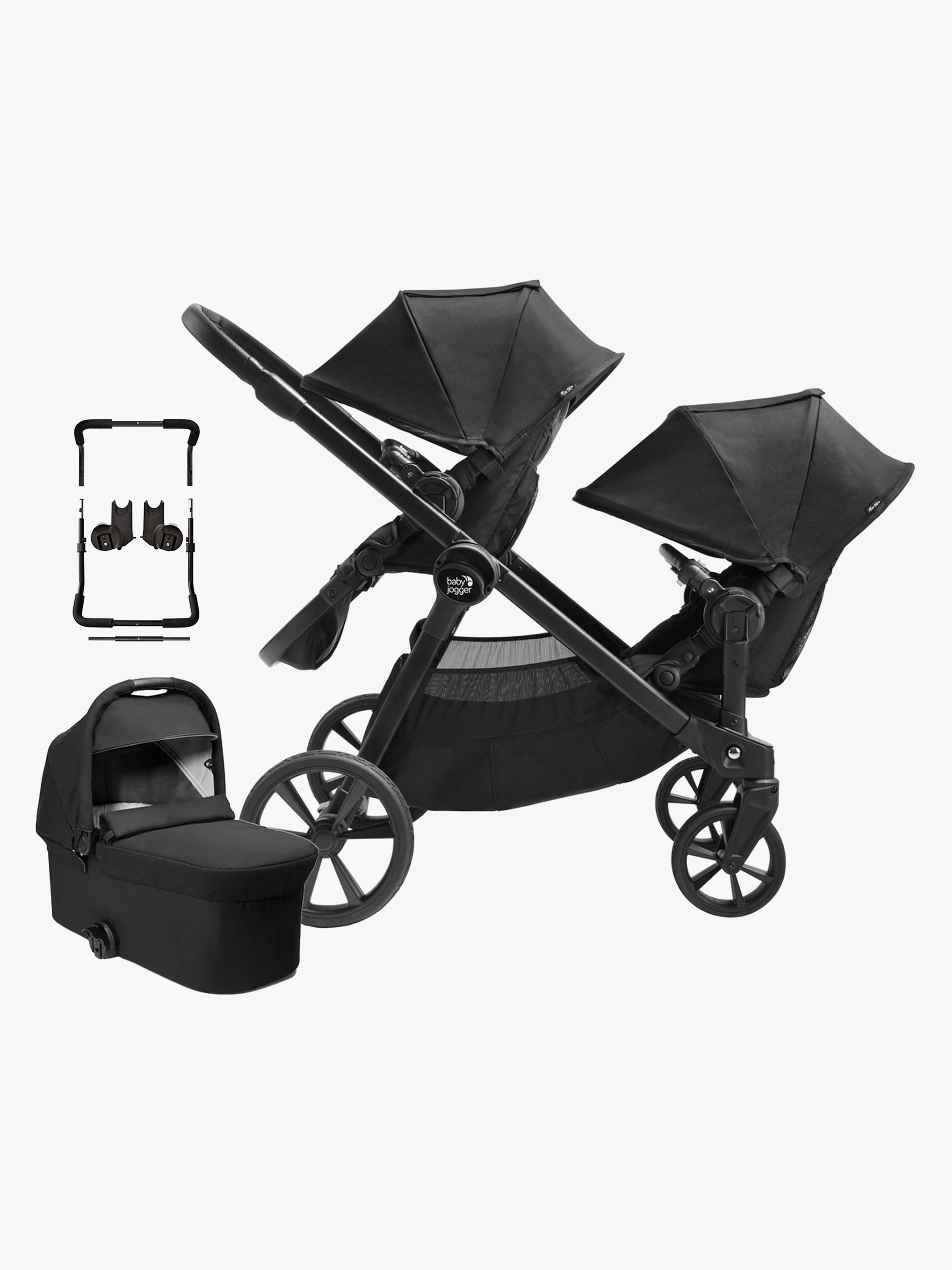 Baby Jogger City Select 2 Tencel Geschwisterwagen, Lunar Black
