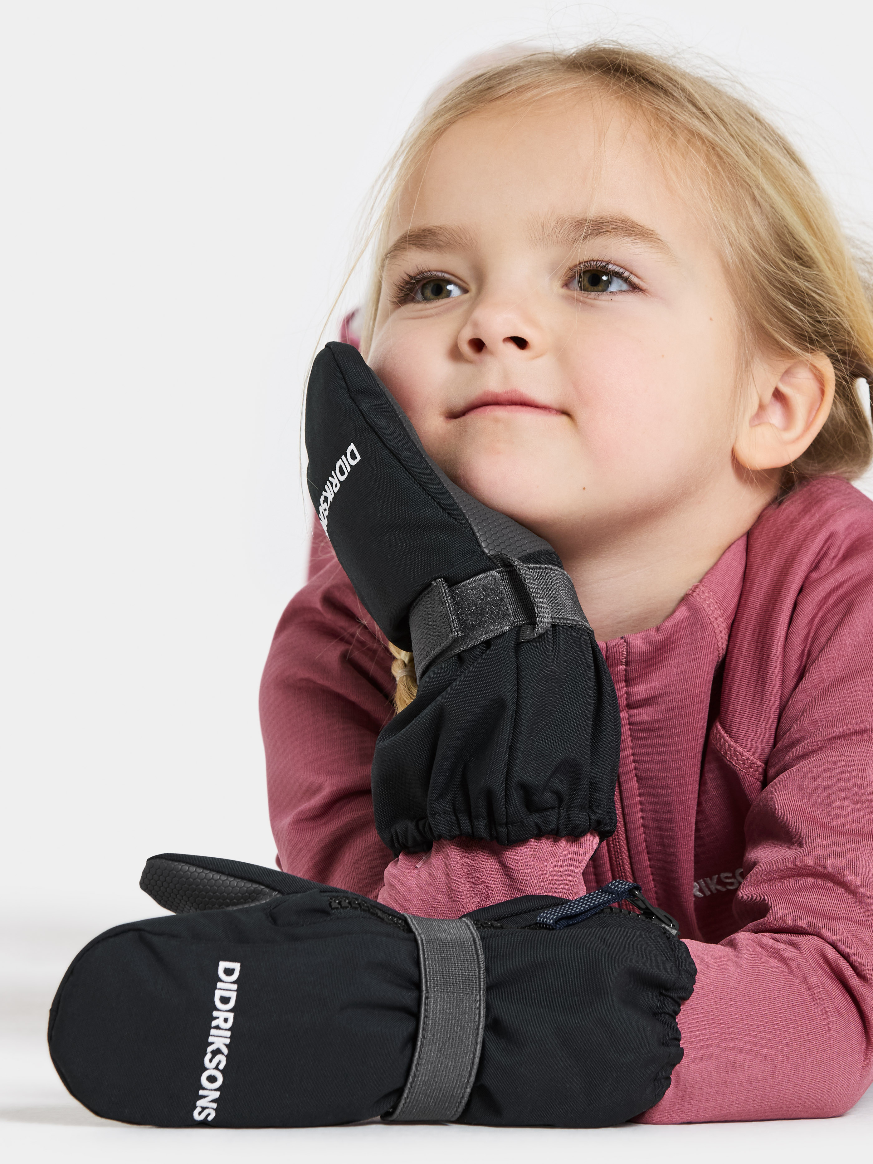 Didriksons Biggles Zip Fäustlinge, Schwarz, 4-6 Jahre