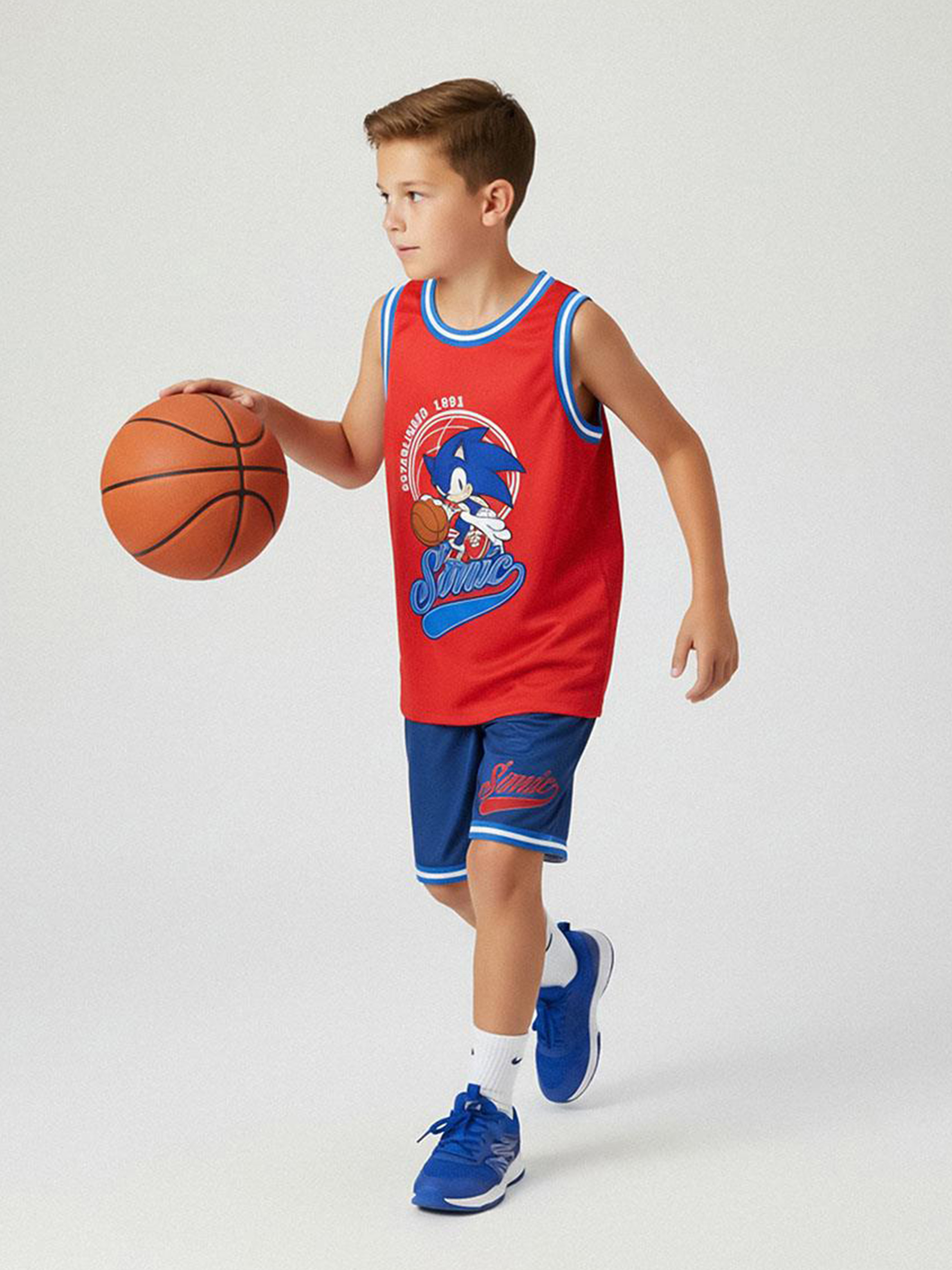 Tanktop & Shorts Sport Set, Blau / Rot, 128-134