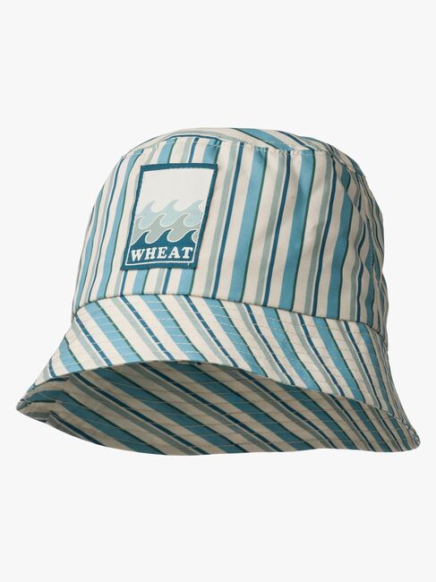 Wheat Tilo Badge Eimerhut, Aqua Stripe