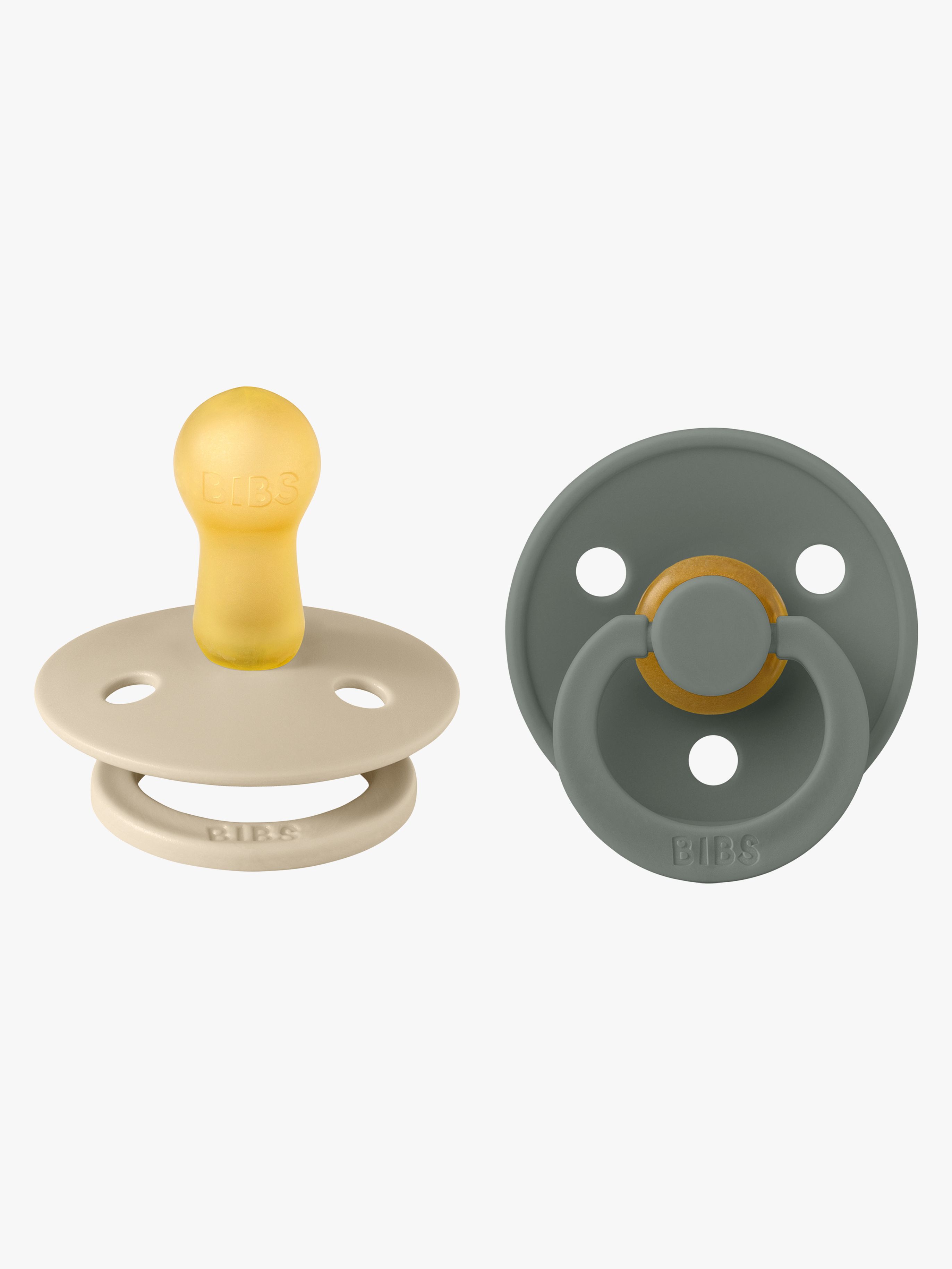 BIBS Colour Schnuller 2er-Pack Latex Größe 2 Rund, Vanilla/Pine