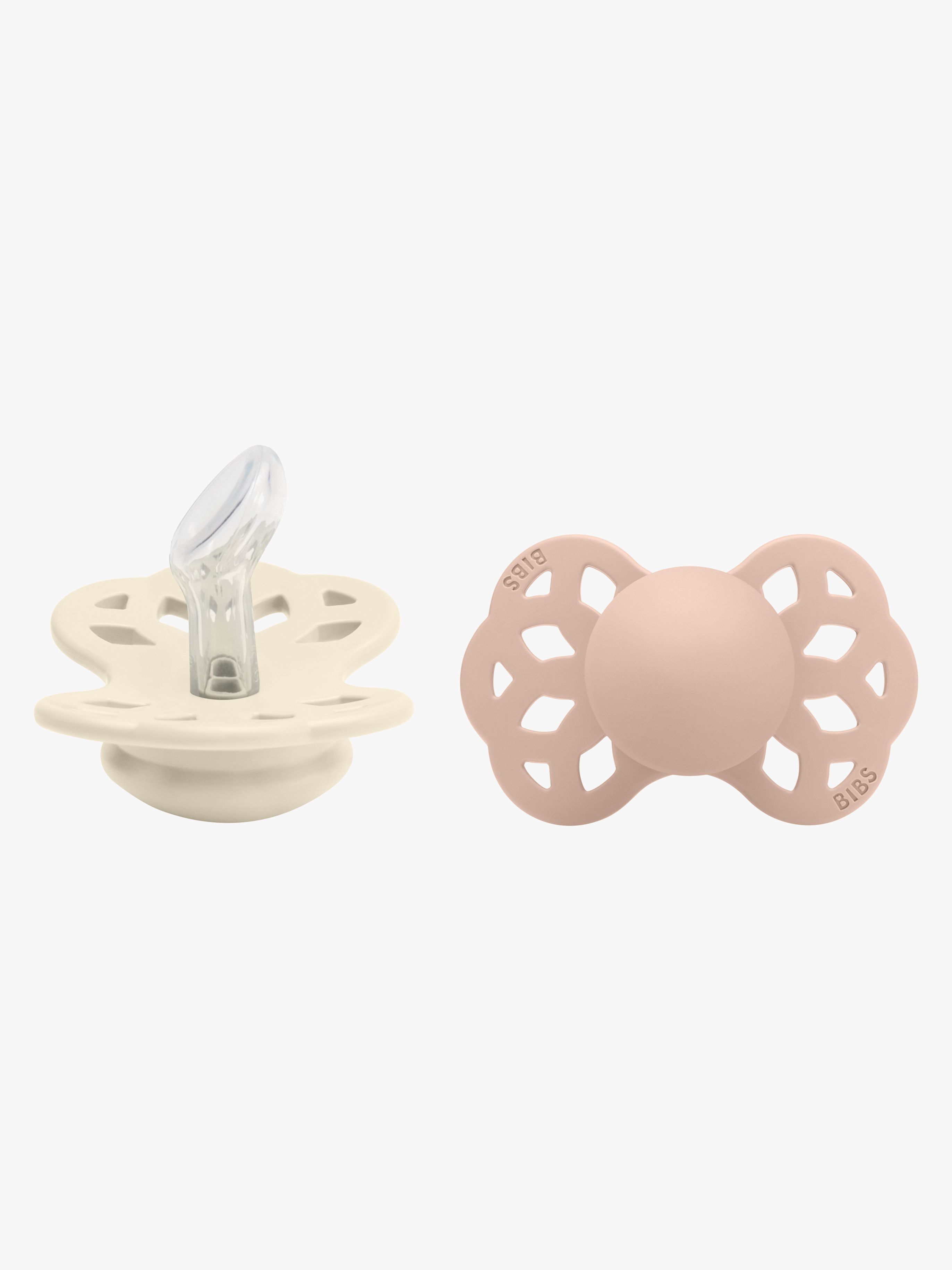 BIBS Infinity Schnuller 2er-Pack Silikon Größe 1 Anatomisch, Ivory/Blush