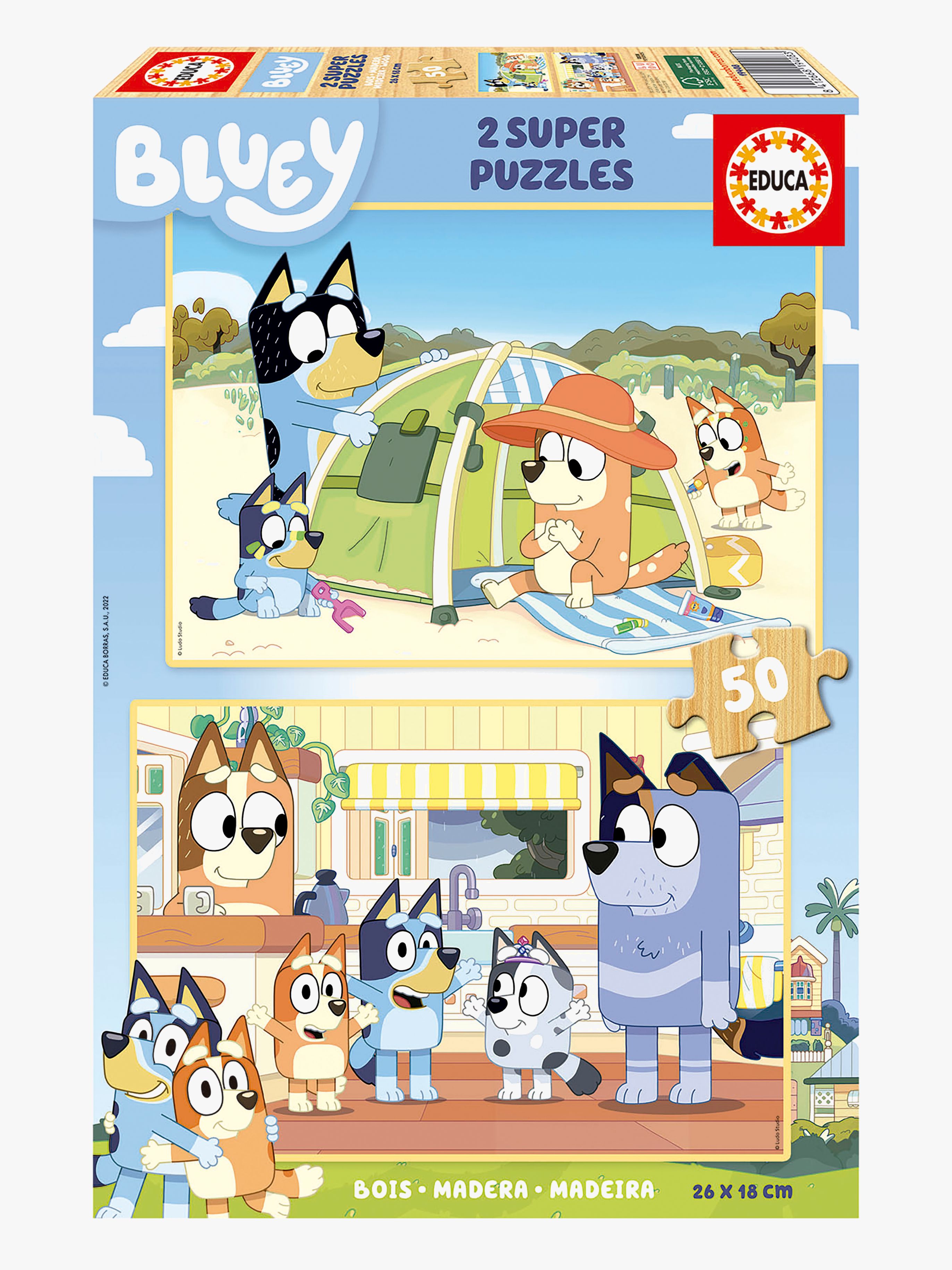 Educa Bluey Holzpuzzles 2x50 Teile