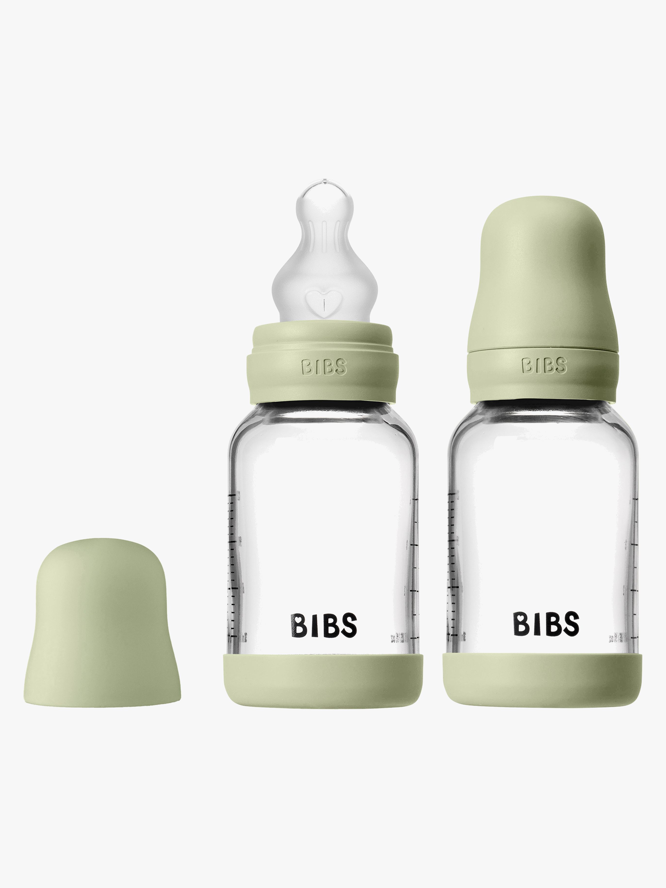 BIBS Slow Flow Glas Fläschchen Silikon 2er-Pack 120 ml, Sage