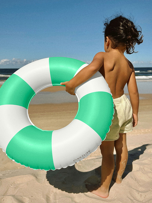 SUNNYLiFE Mini Schwimmring, Pool Party Green Stripe
