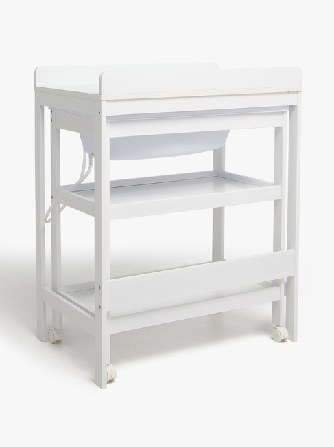 JLY Dream Wickeltisch m Ausziehbarer Badewanne, White