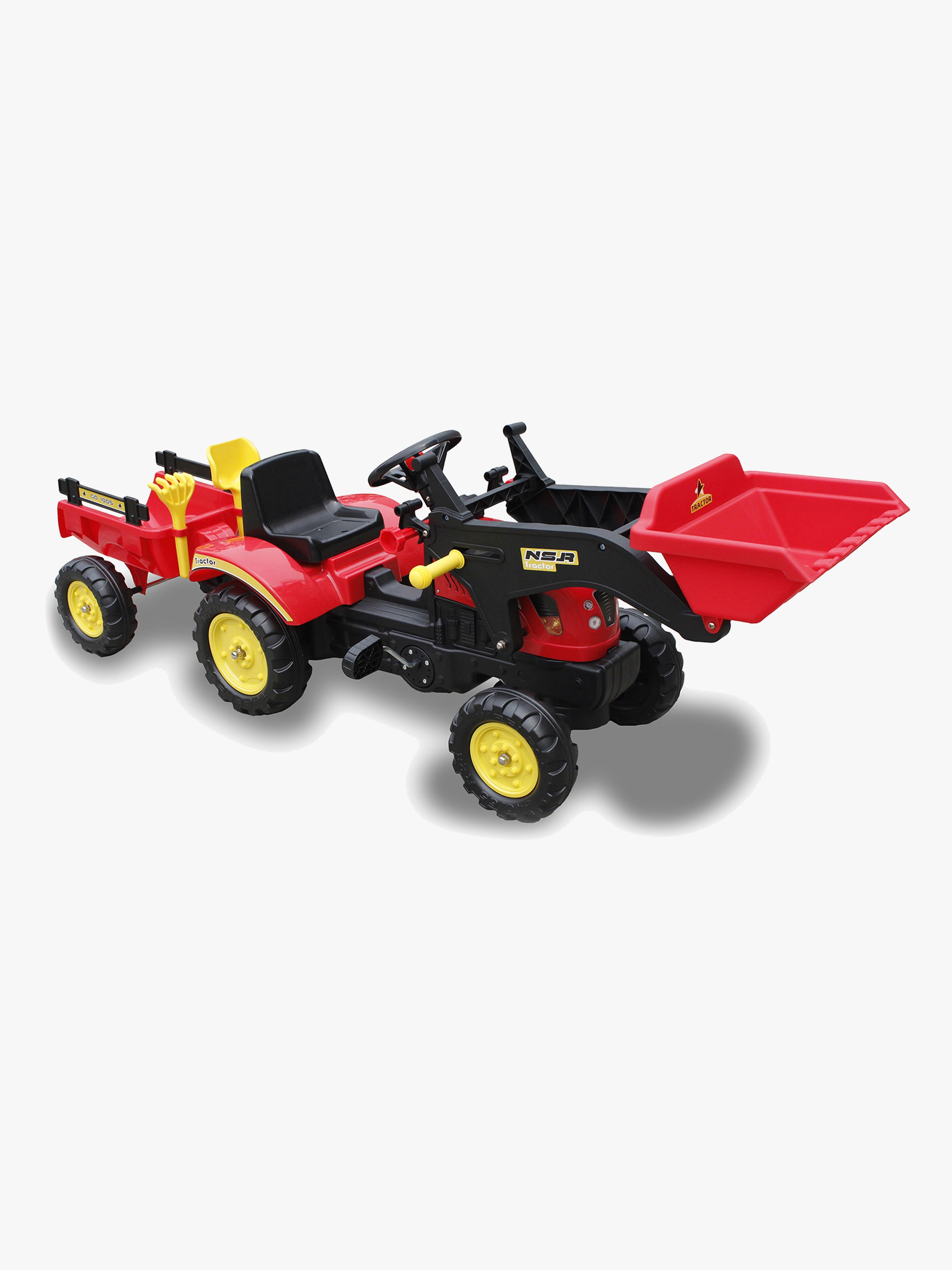 Trettraktor mit Baggerschaufel, Rot