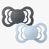 BIBS Supreme Schnuller 2er-Pack Silikon Gr. 2, Iron/Baby Blue