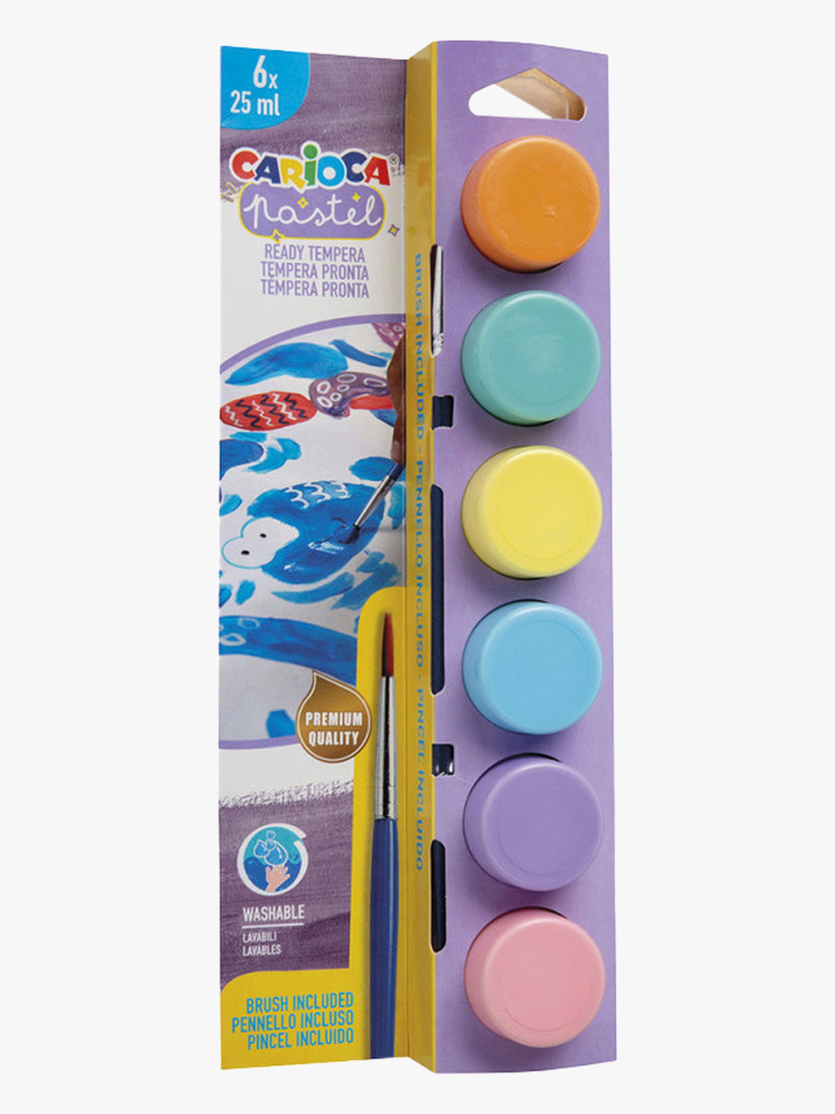 Carioca Tempera-Farbe 6 x 25 ml Pastellfarben