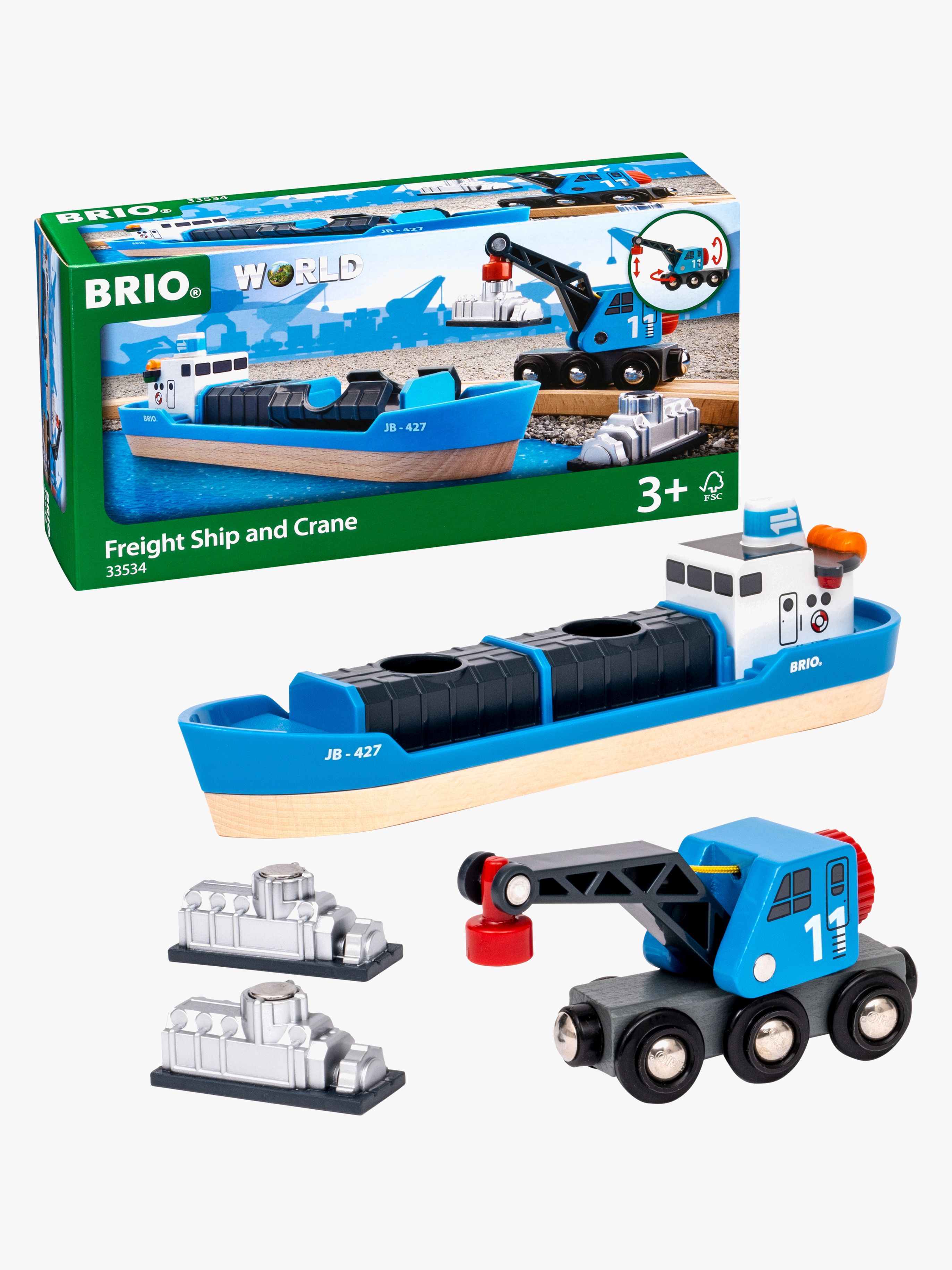 Containerschiff mit Kranwagen