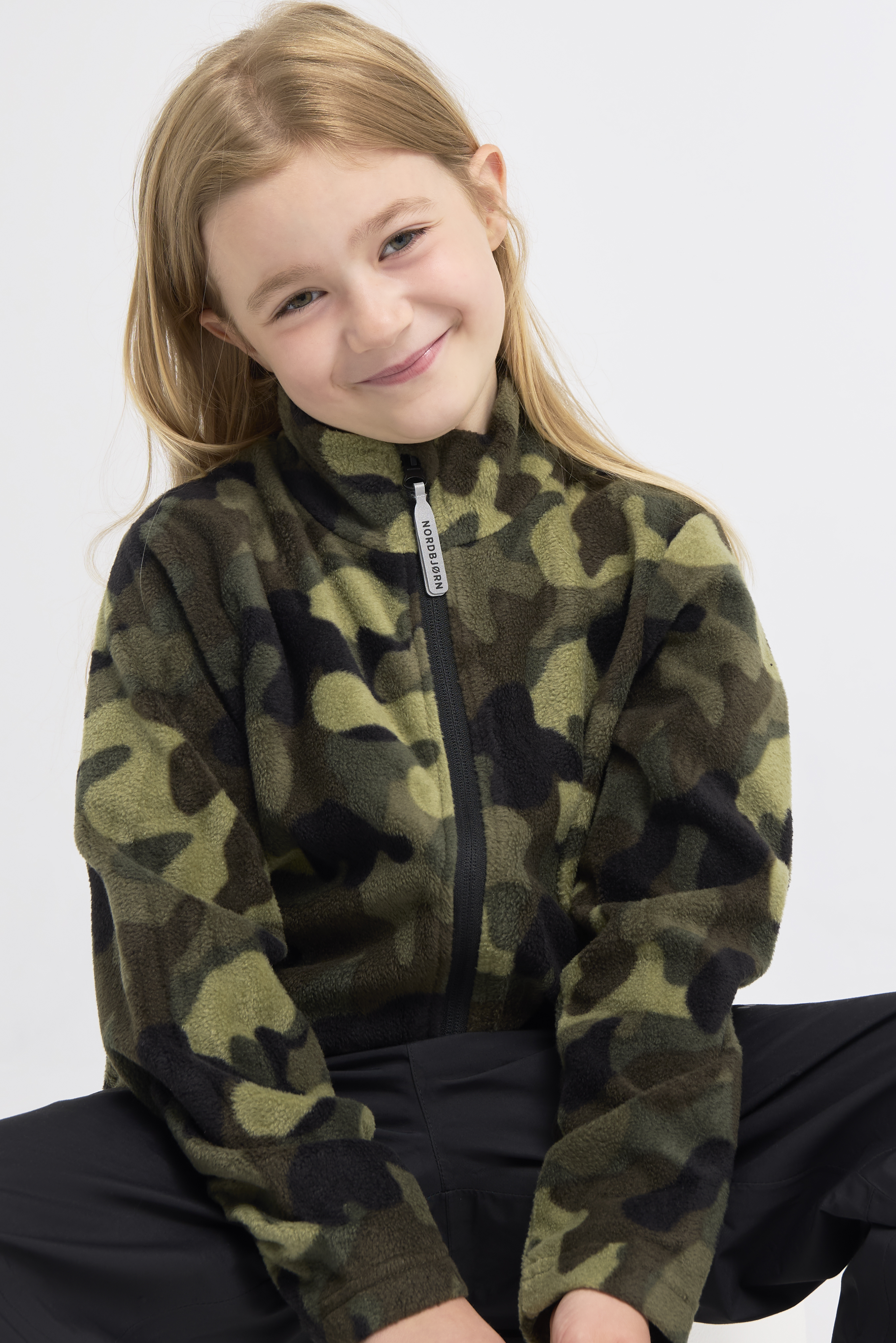Nordbjørn Malö Fleecejacke, Camo Splash Deep Lichen Green, 110-116