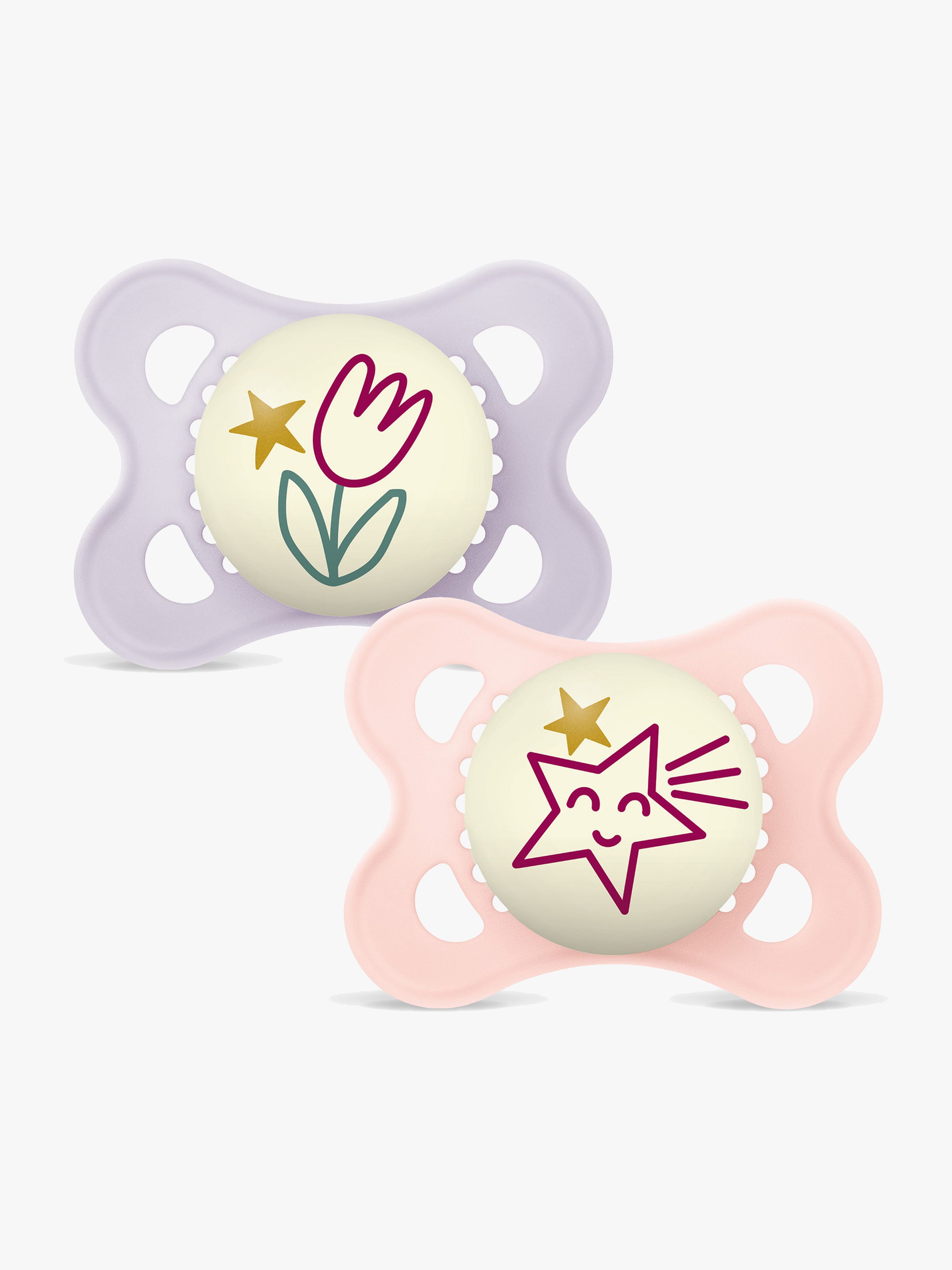 MAM Orginal Night Schnuller Silikon 2er-Pack 0-6m, Rosa