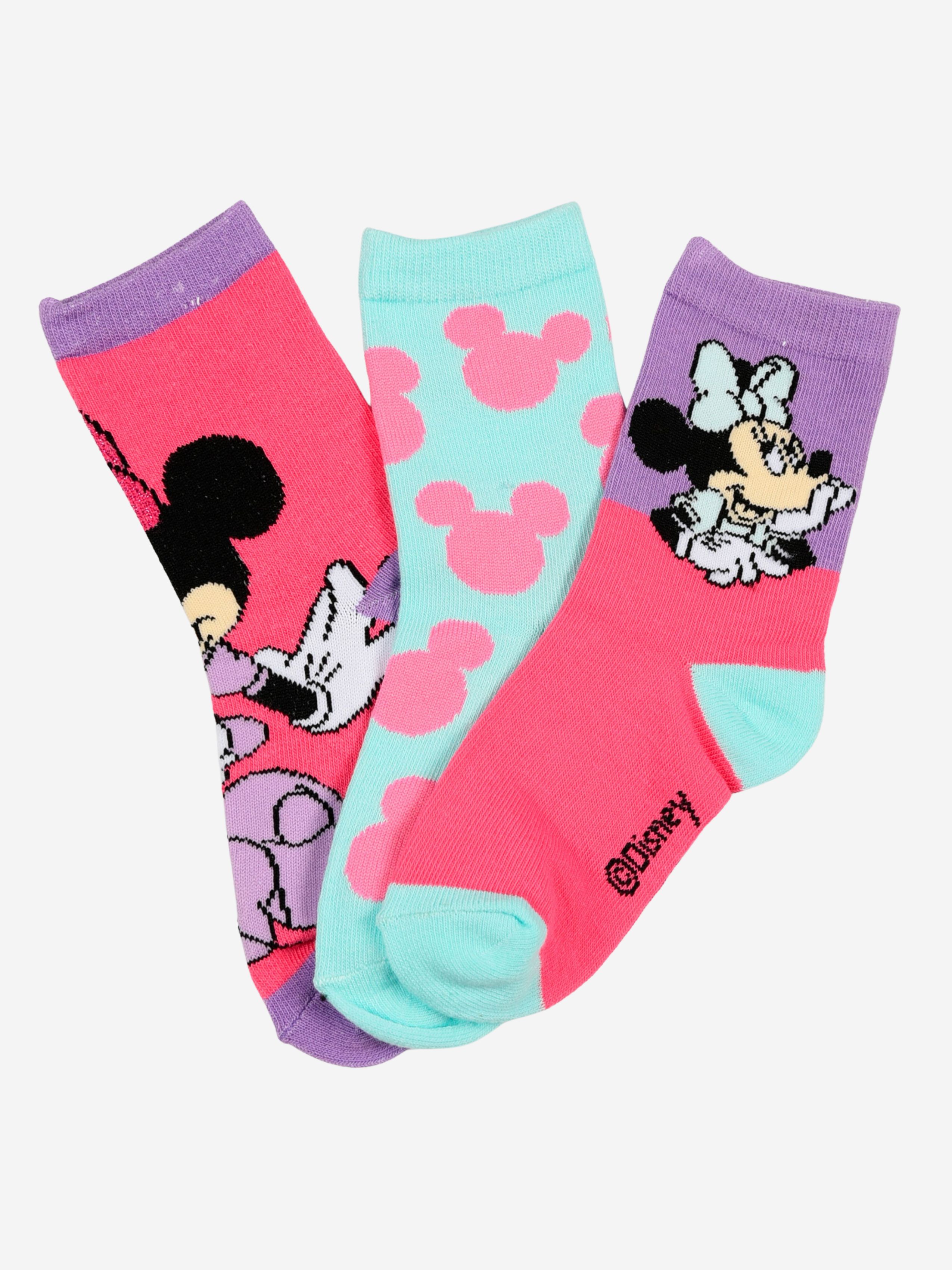 Disney Minnie Maus Socken 3er-Pack, Mehrfarbig, 27-30