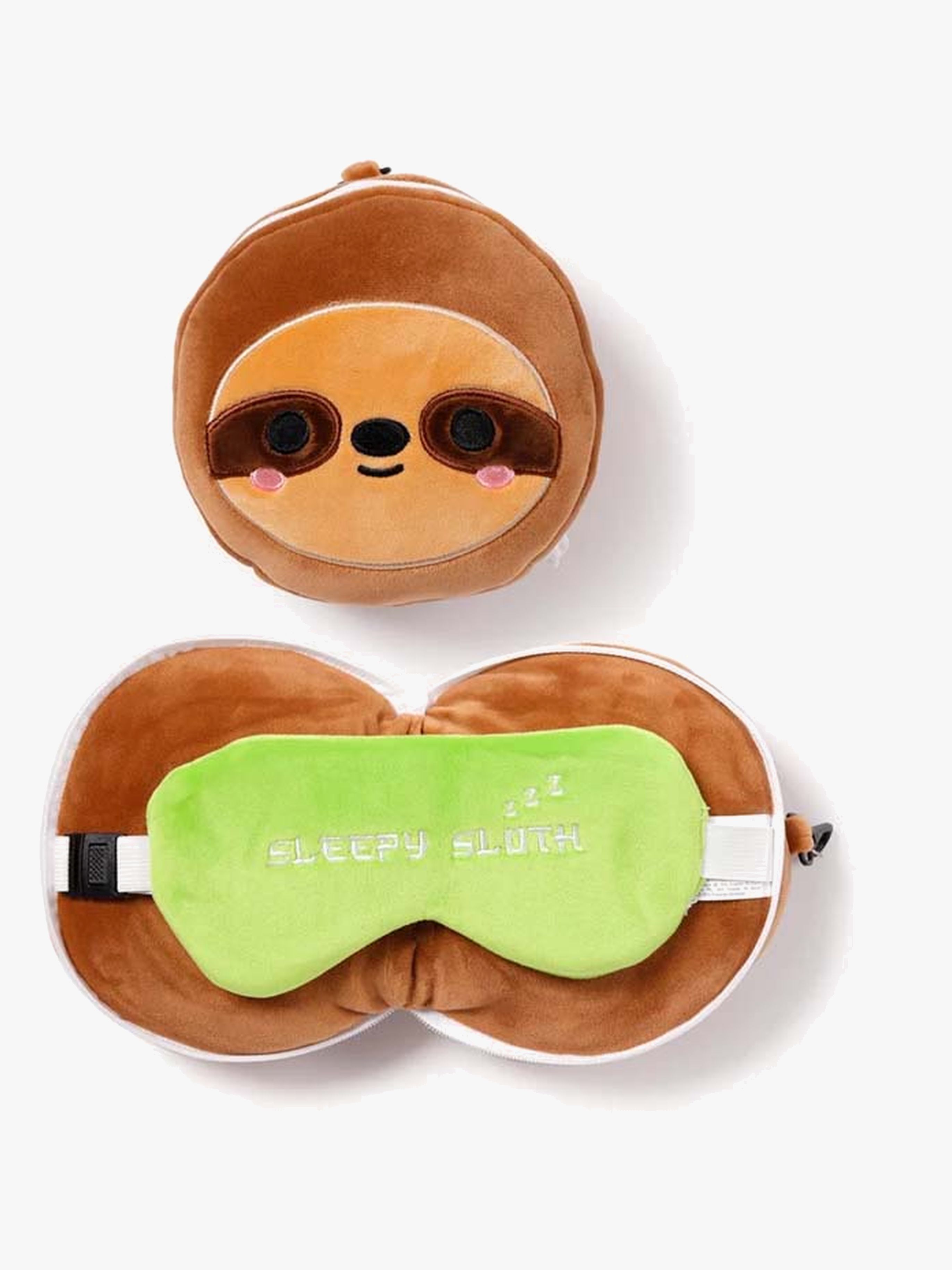 Relaxeazzz Plüsch Reisekissen & Schlafmaske, Faultier