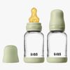 BIBS Slow Flow Glas Fläschchen Latex 2er-Pack 120 ml, Sage