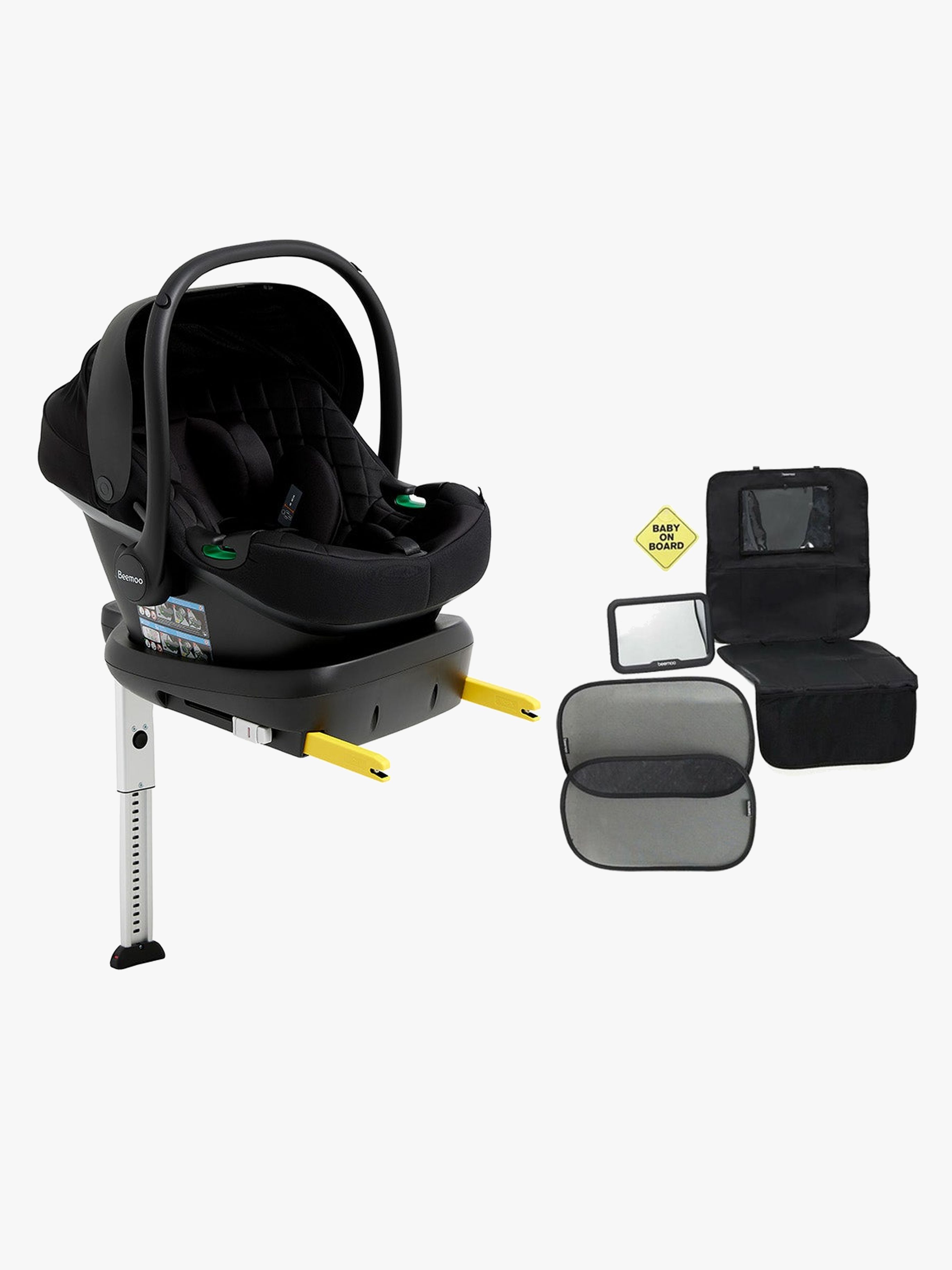 Beemoo Route i-Size Babyschale inkl. Basis &  Zubehör, Black Stone