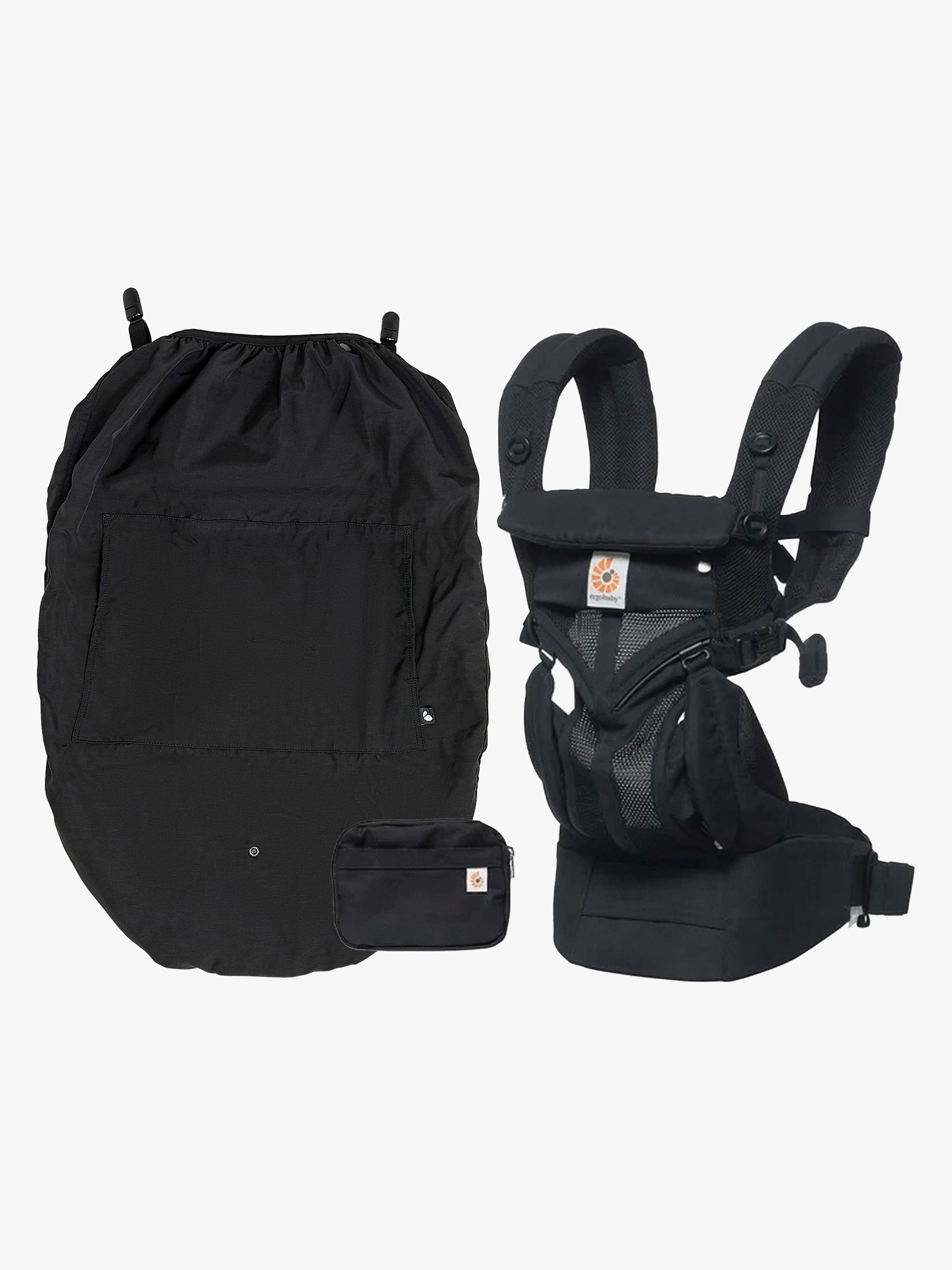 Ergobaby Omni Classic Cool Air Babytrage inkl. Regenüberzug, Schwarz