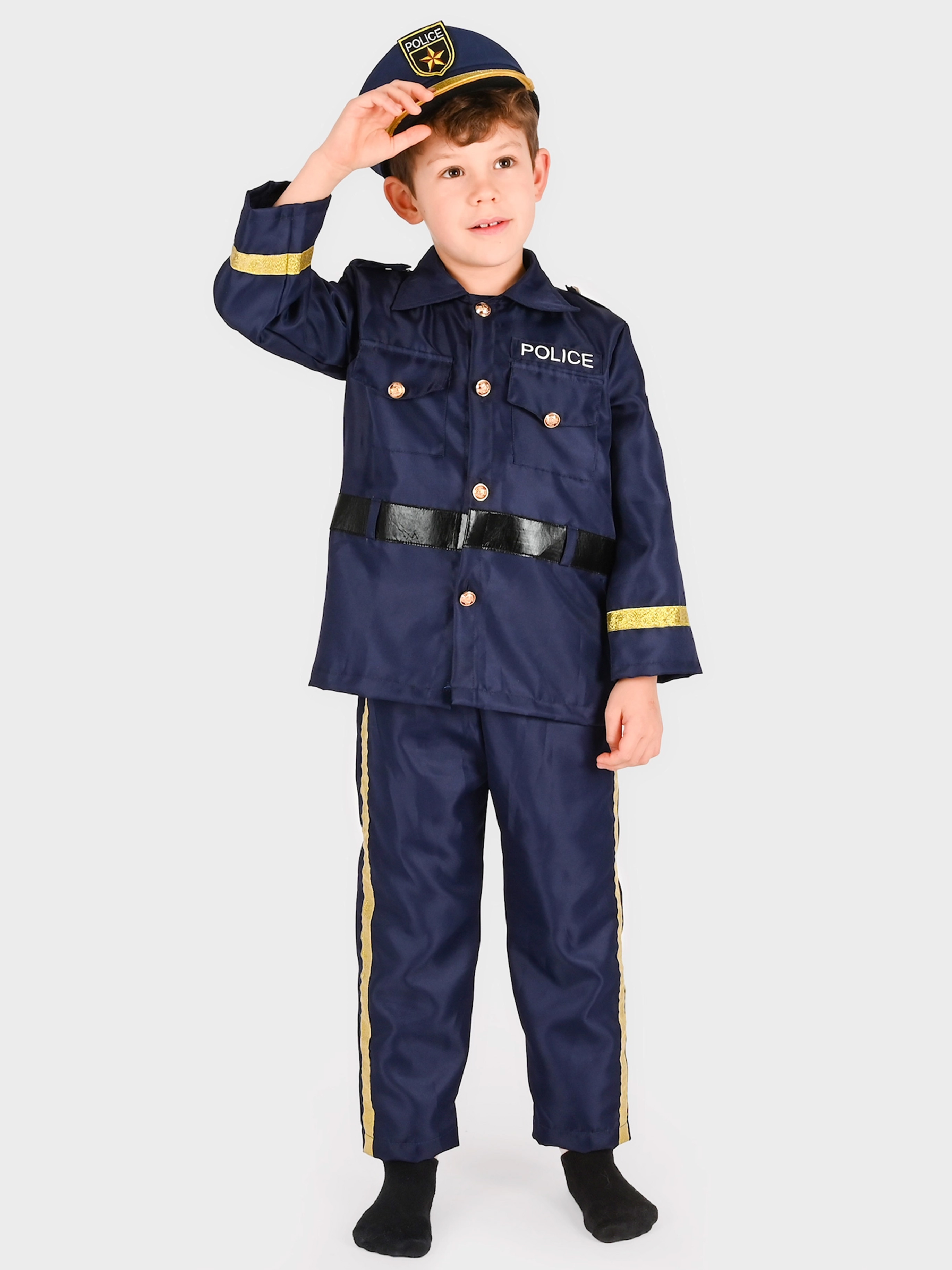 Den Goda Fen Kostüm Polizei 110-116 cm, Dunkelblau, 110-116