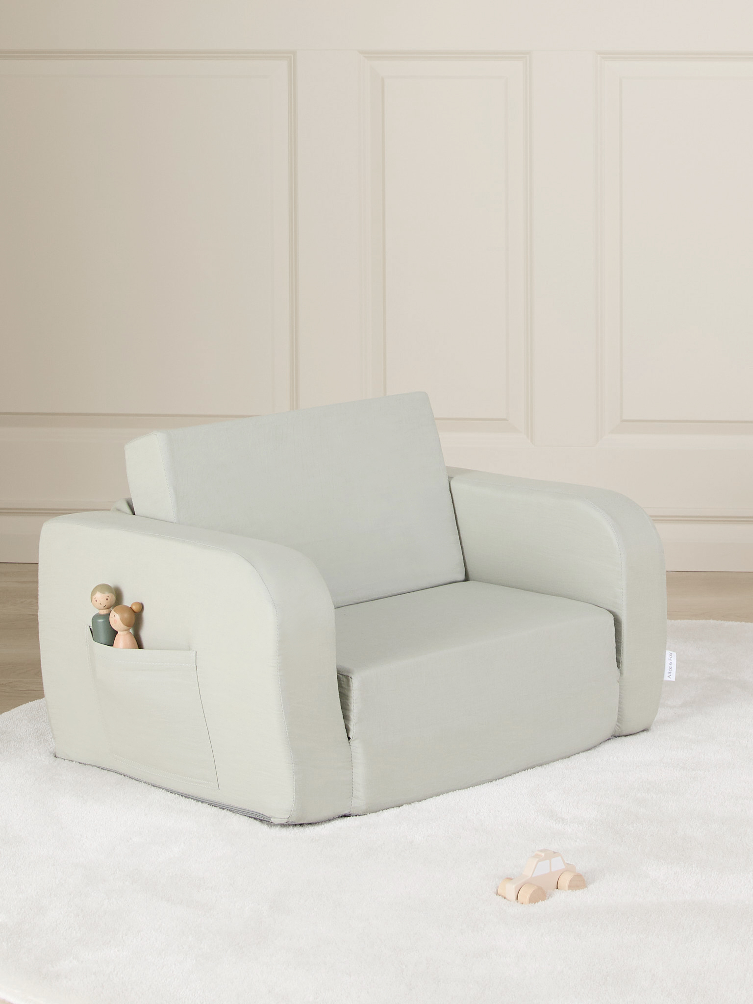 MUSHY Klappsessel, Green Linen, Kindersessel