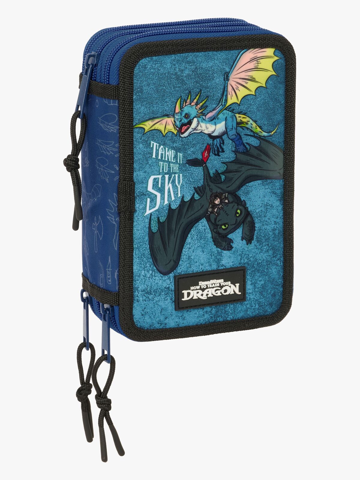 Drachenzähmen leicht gemacht  Gefüllt Dreifach-Federmäppchen 37 Teile, Blau