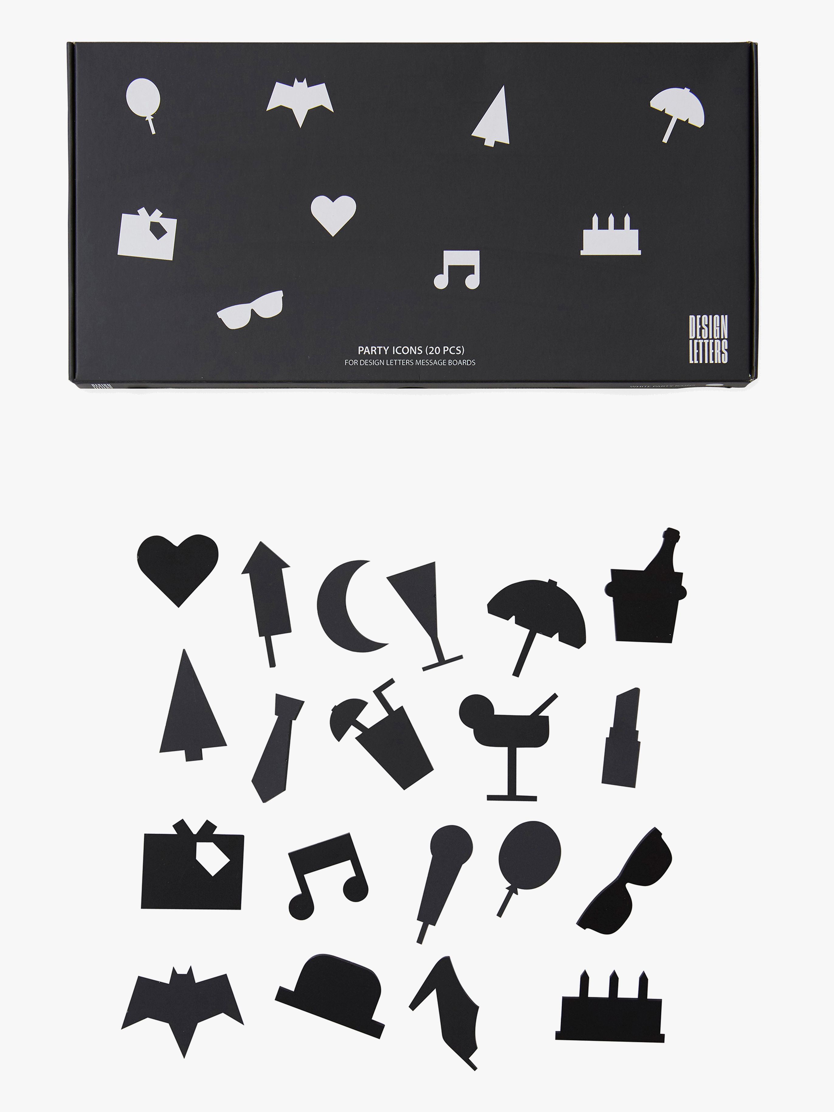 Party Icons für Nachrichtentafel 20 St, Schwarz