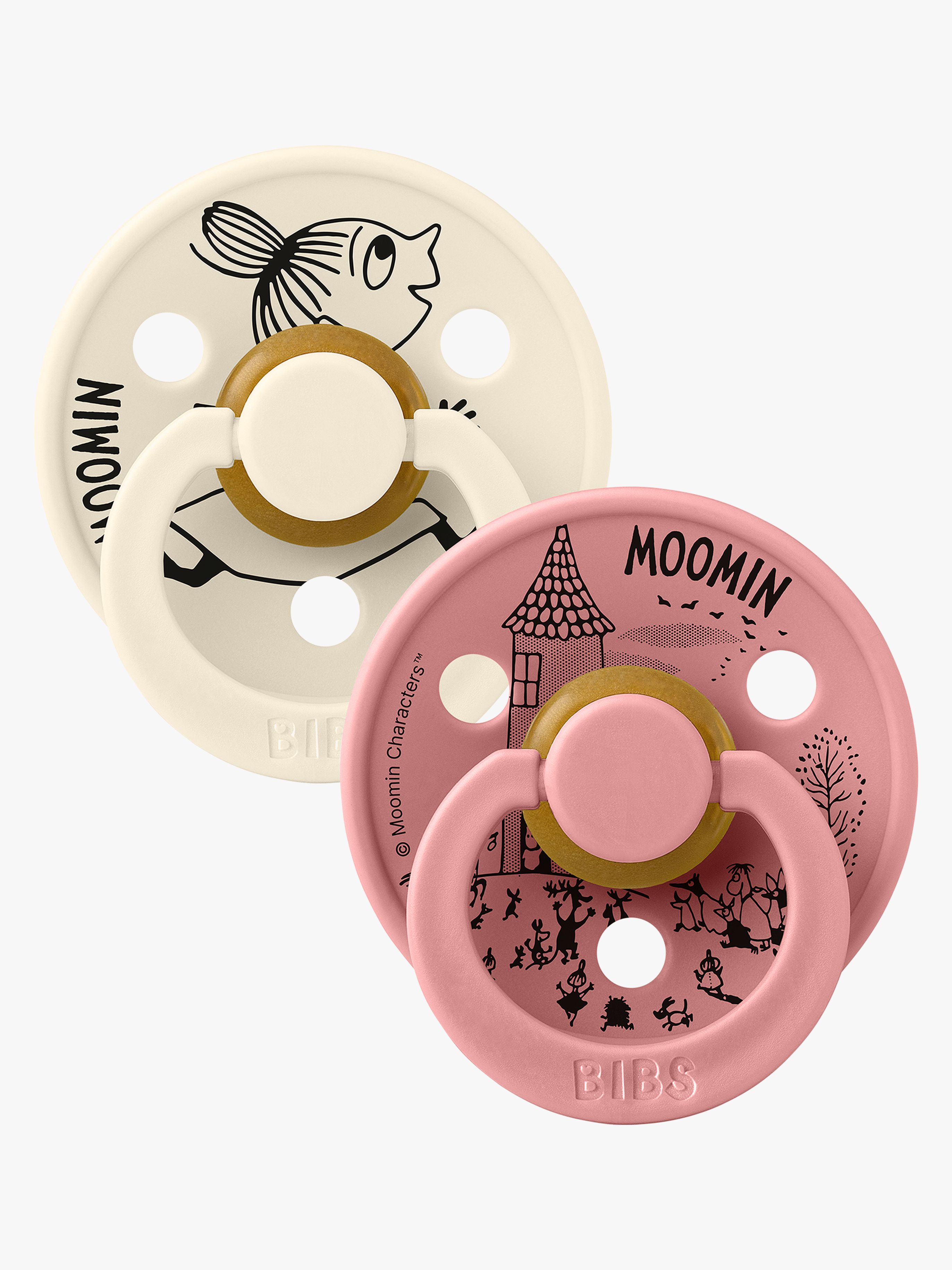 x Moomin Colour Schnuller Kleine My 2er-Pack Latex Größe 1, Ivory / Dusty Pink