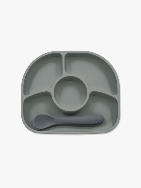 bblüv Kleckerfrei Teller & Löffel, Grau