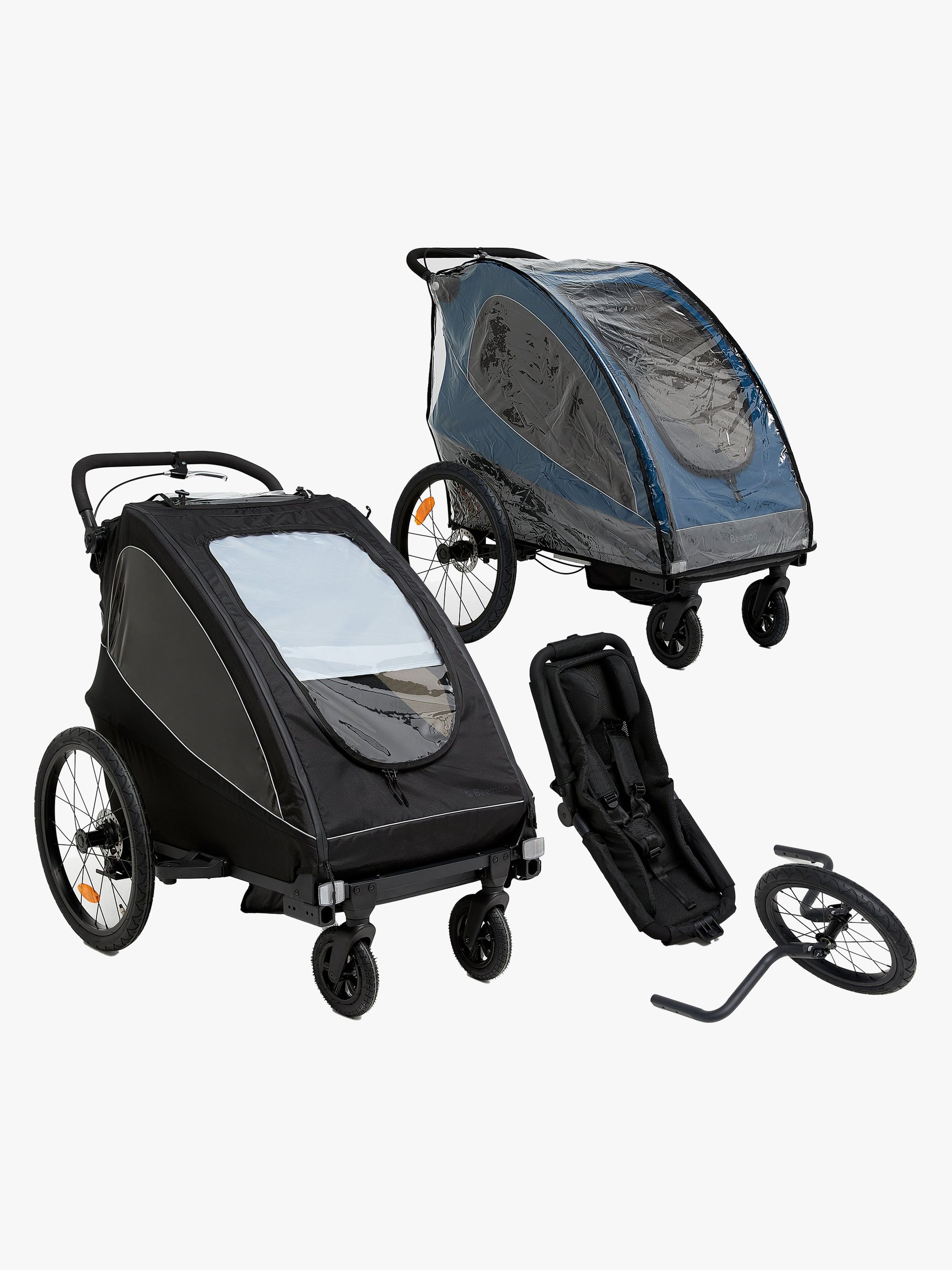 Beemoo Activity Sport Fahrradanhänger Inkl. Newborn Set, Jogging-Set &  Regenschutz, Black