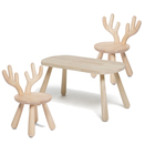 Minitude Nordic Tisch Oval mit Stühlen Elch, Holz
