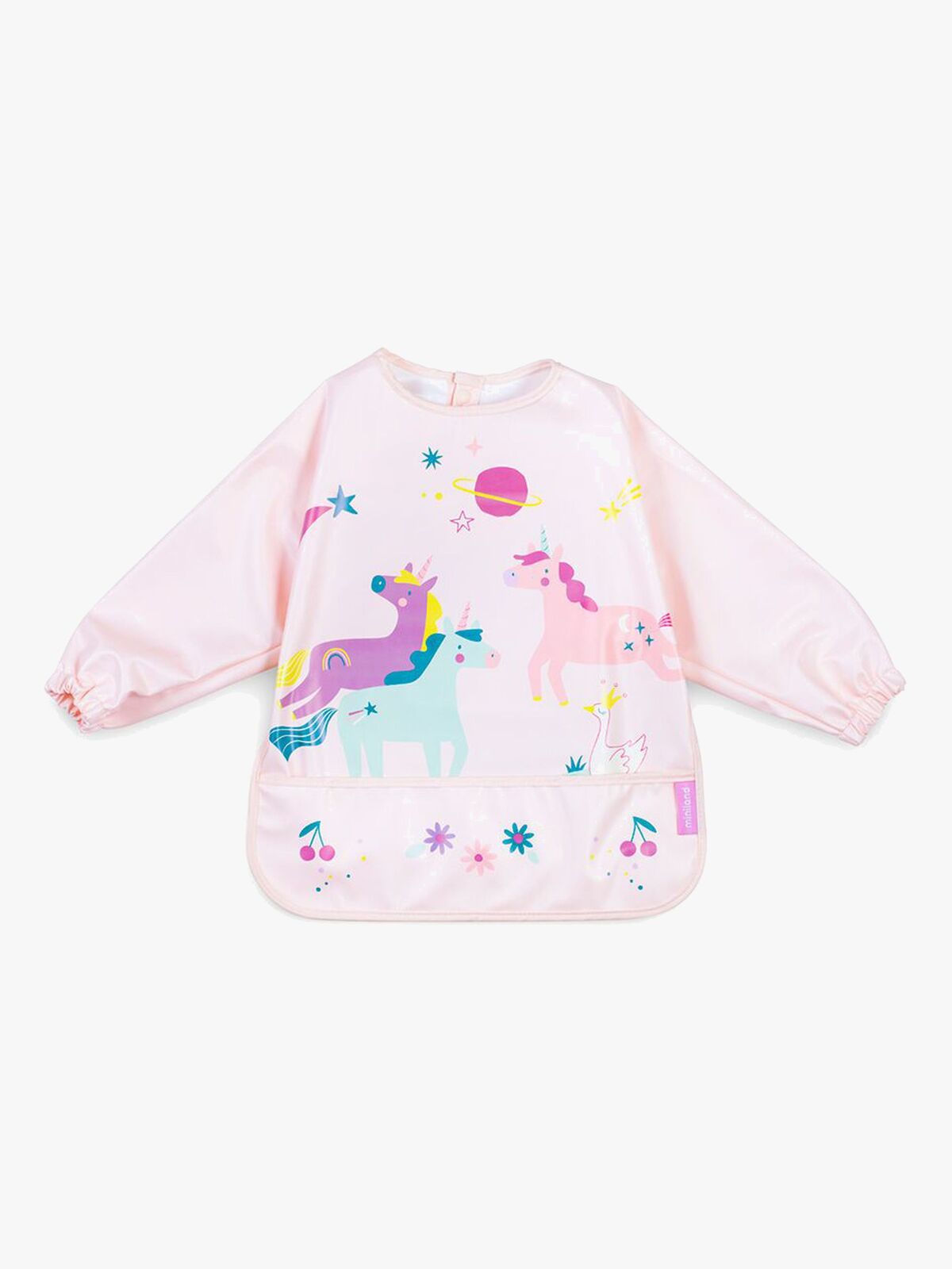 Miniland Langärmliges Lätzchen mit Tasche, Fantacy