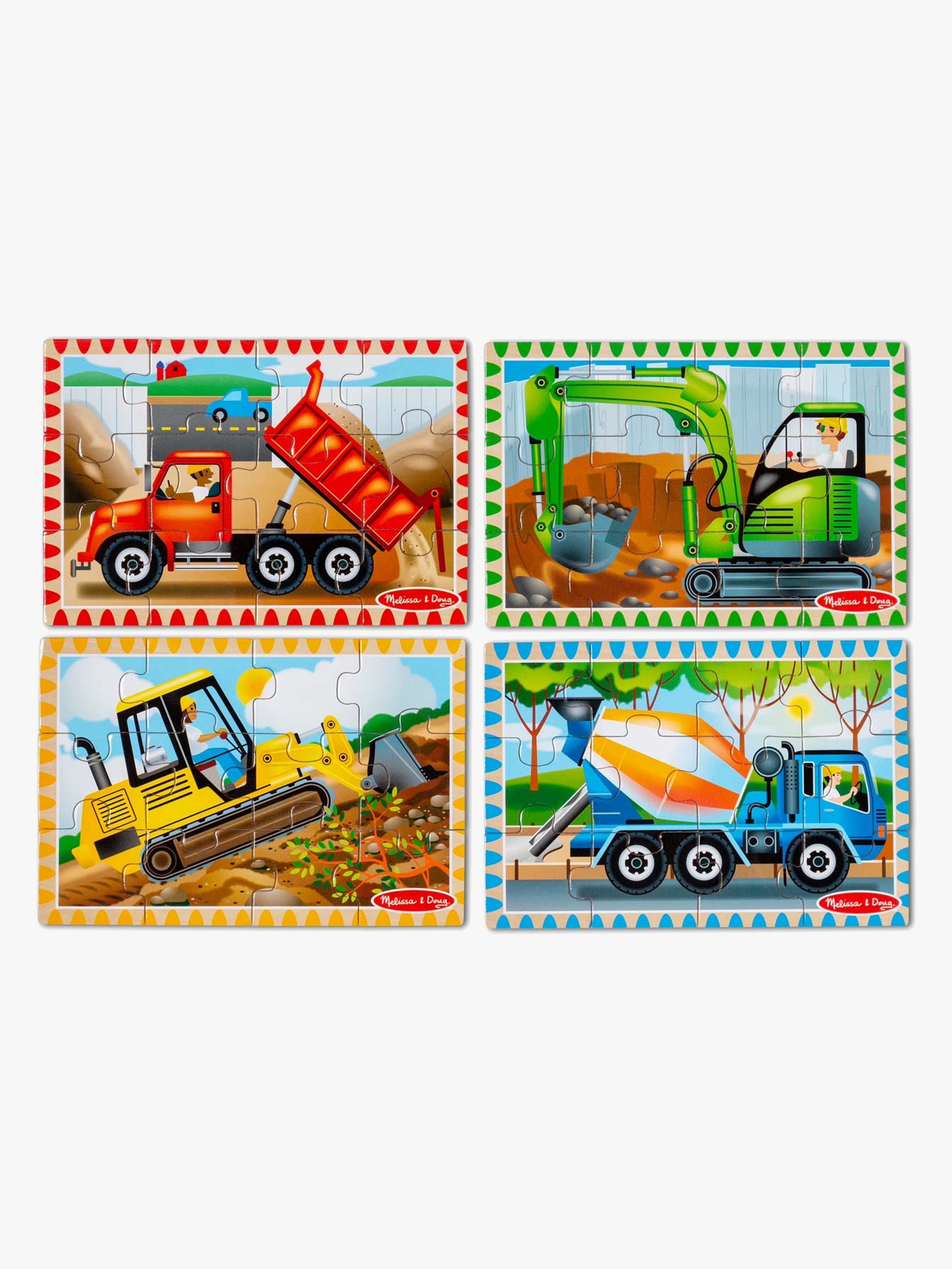Melissa &  Doug Puzzles Baustellenfahrzeuge 4-in-1, 12 Teile
