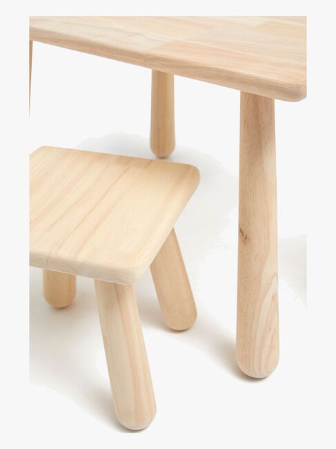Minitude Nordic Rechteckiger Tisch & Rechteckige Hocker, Natur