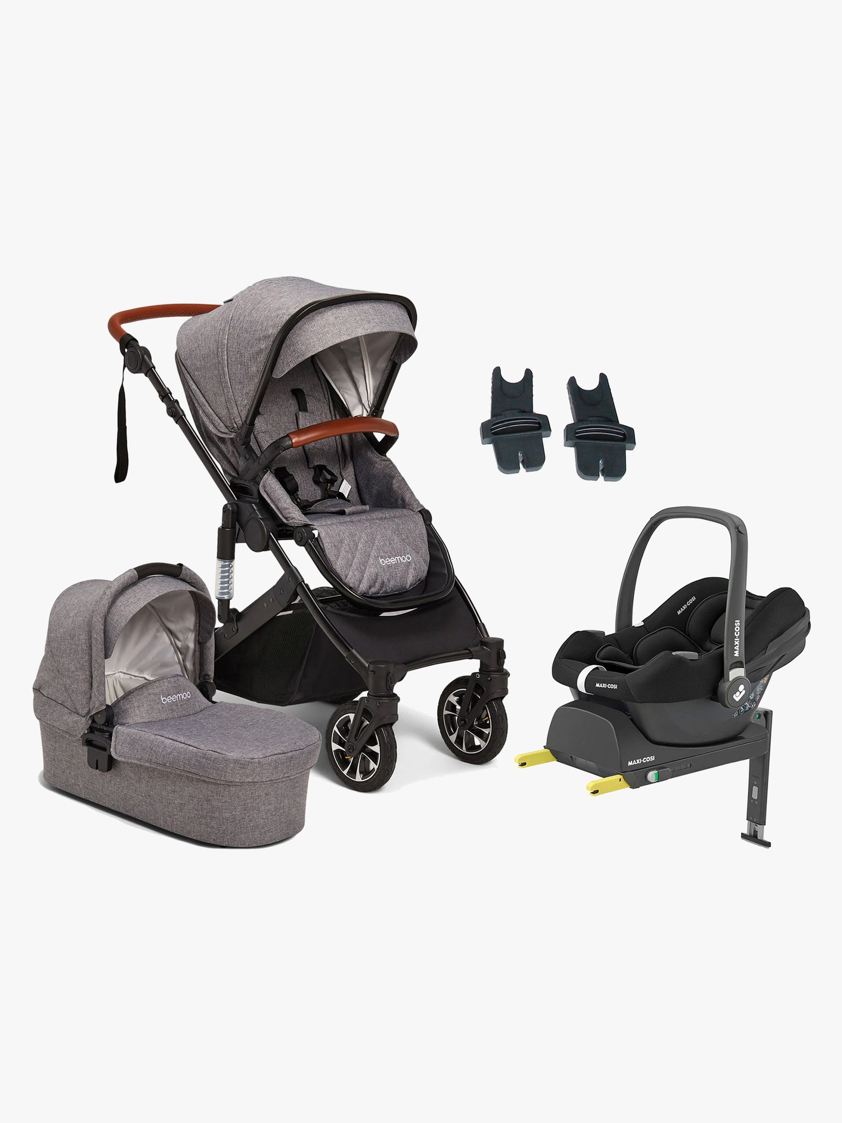 Beemoo Maxi 4 Kombikinderwagen, inkl. Maxi-Cosi CabrioFix i-Size &  Basis, Grey/Black