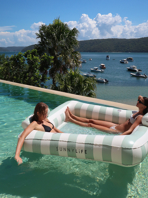 SUNNYLiFE Lux Twin Schwimmende Hängematte, The Vacay Soft Olive