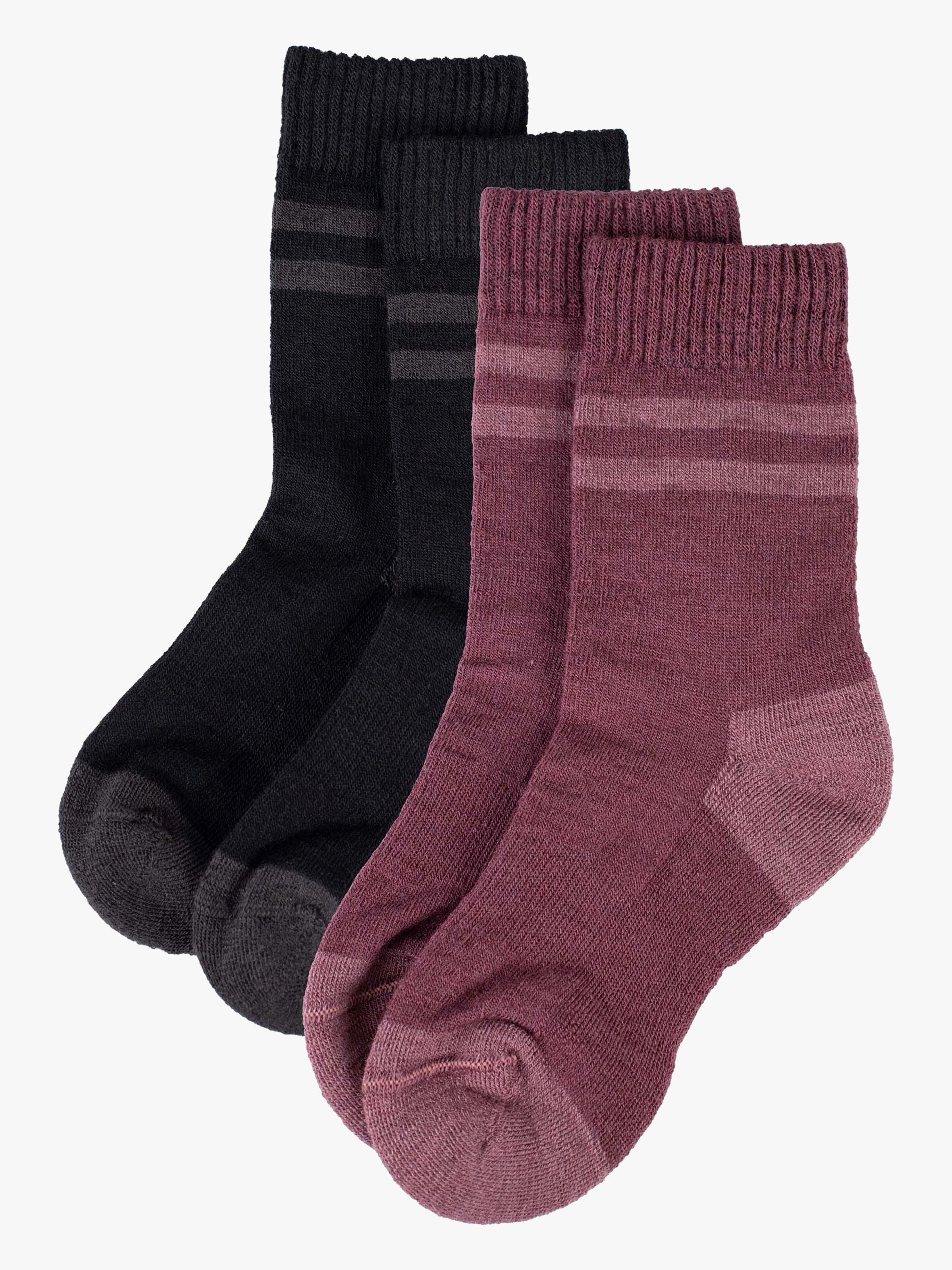 Lindberg Vandra Socken Merinomix 2er-Pack, Black/Dry Rose, 25-28