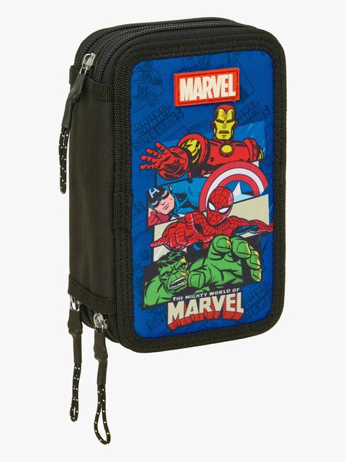 Marvel Avengers Gefülltes Dreifach-Federmäppchen 37 Teile, Blau