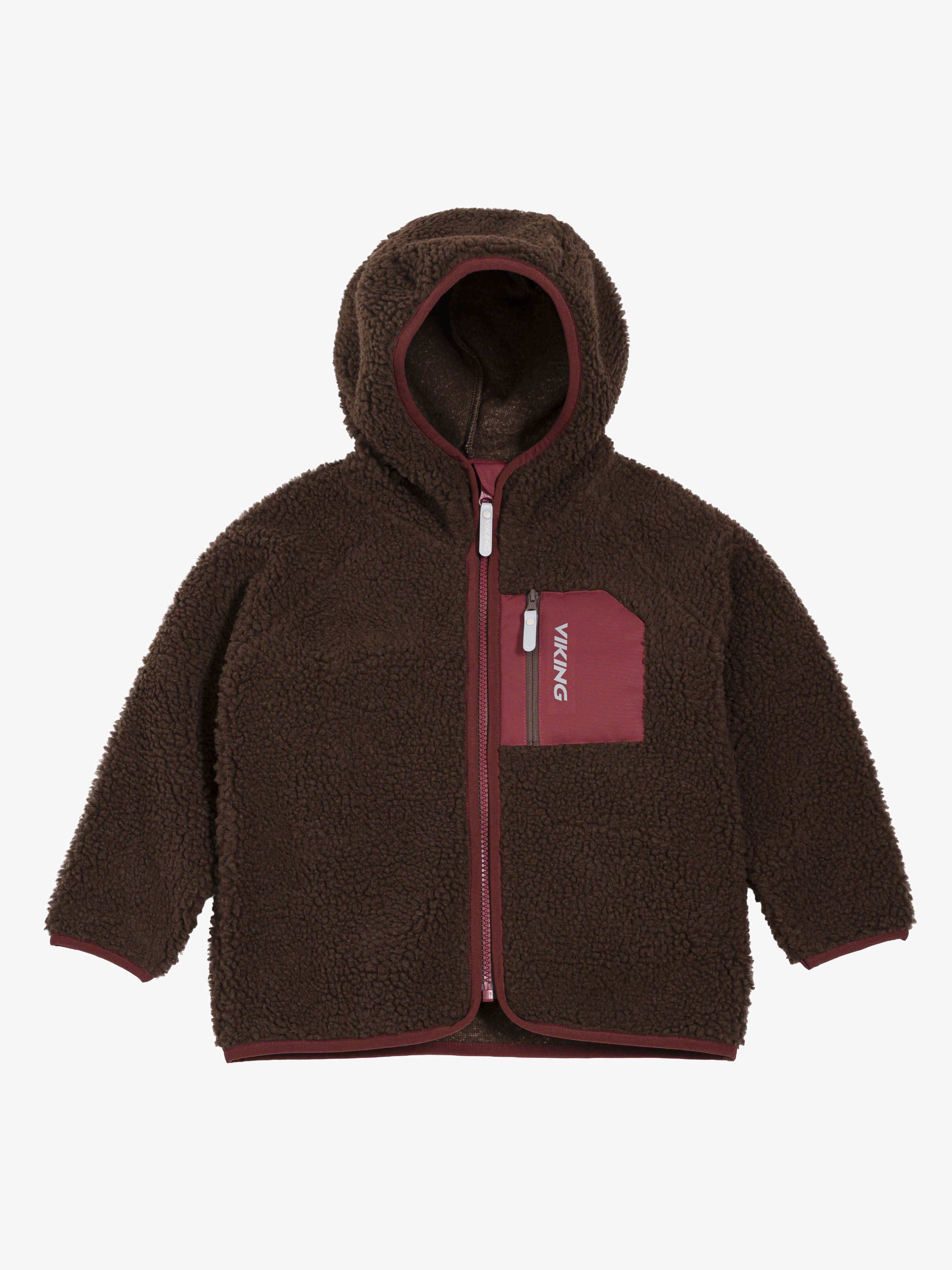 Viking x Kenza Teddyfleecejacke, Dark Brown, 92
